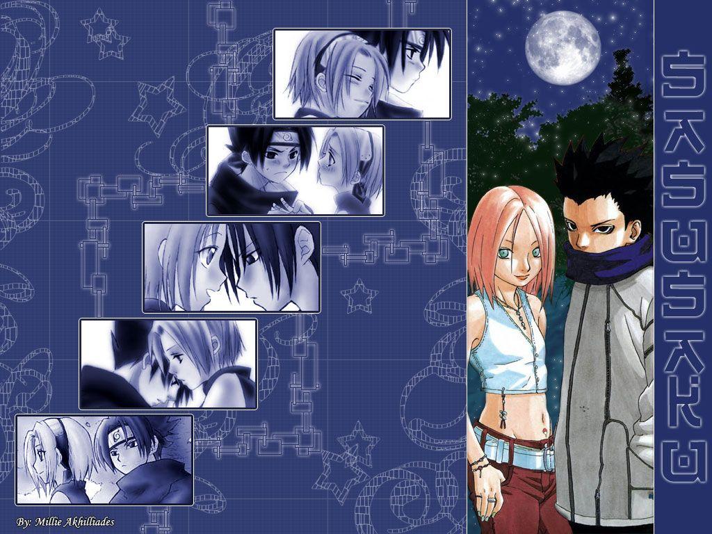 1024x768 Naruto Wallpaper: Blue Moon: SasuSaku
