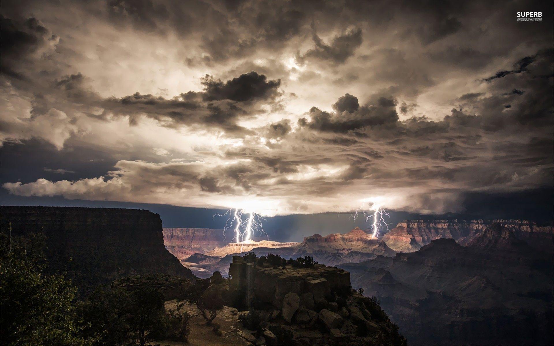 1920x1200 Grand Canyon Lightning Wallpaper