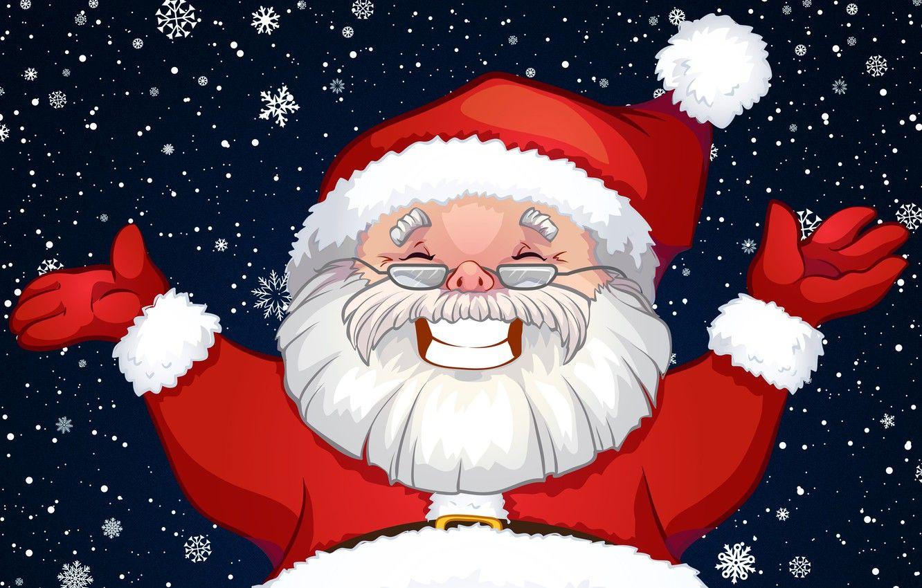 1332x850 Wallpaper Snow, Smile, Face, Christmas, Costume, Snowflakes, Background, New year, Santa, Beard, Holiday, Santa Claus, Klaus, Santa Claus, Grandpa, Grandfather image for desktop, section новый год