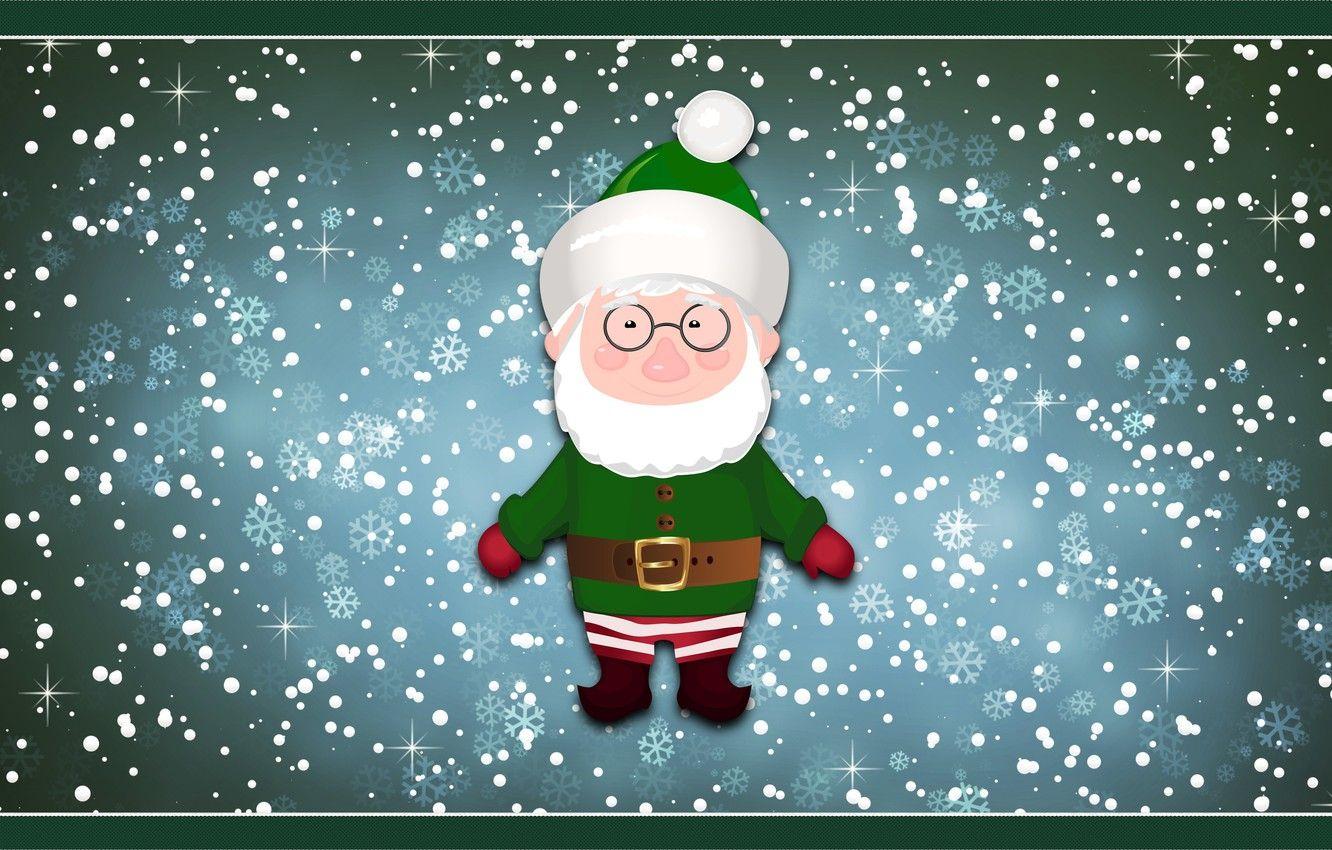 1332x850 Wallpaper Winter, Minimalism, Snow, New Year, Christmas, Snowflakes, Background, Holiday, Elf, Mood, Grandpa, Grandfather image for desktop, section новый год