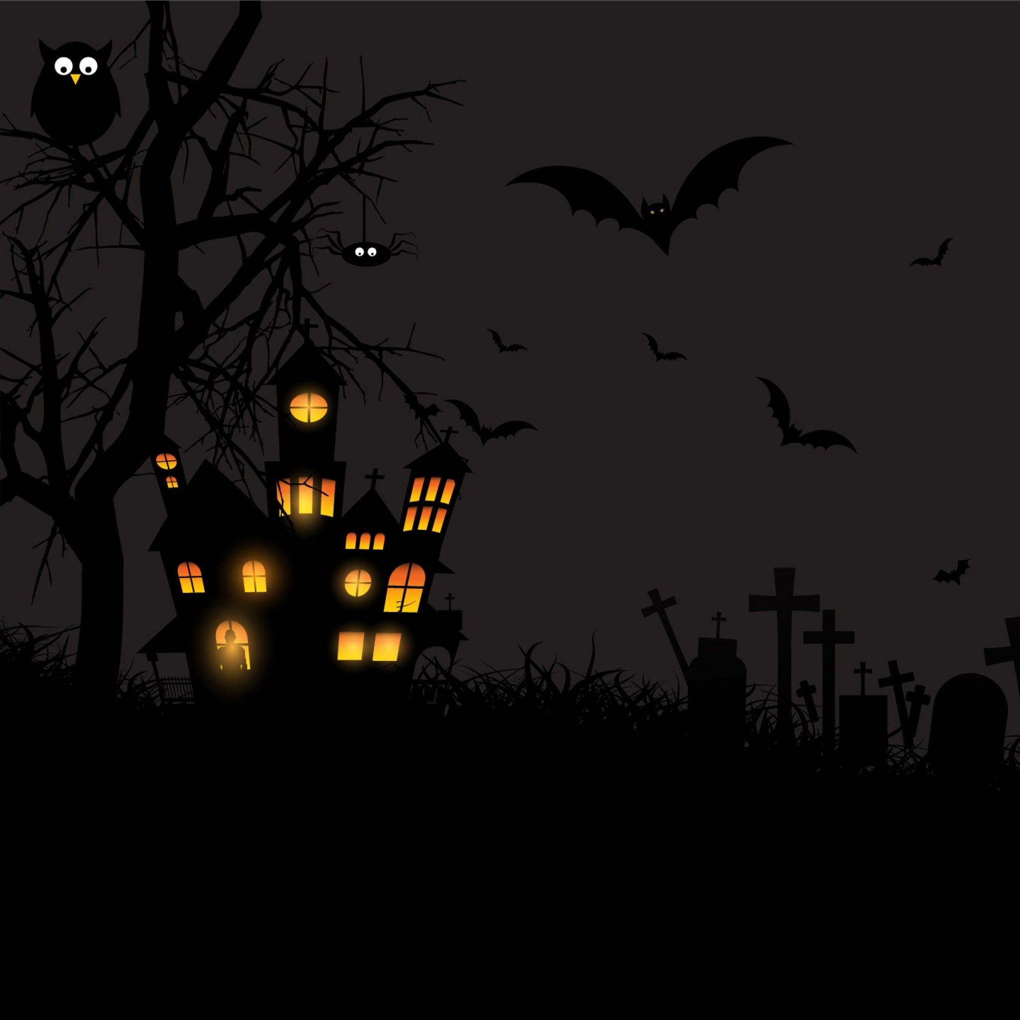 2048x2048 Wallpaper Halloween, Castle, Moon, Pumpkins, Bats, Moon, Owls, Graveyard, Scary, Celebrations / Editor's Picks,. Wallpaper for iPhone, Android, Mobile and Desktop