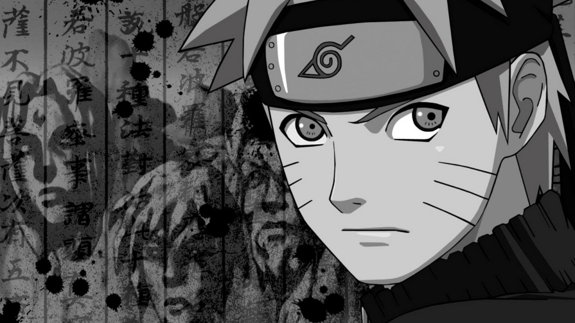 1920x1080 Anime series character Naruto Face Black And White wallpaperx1080