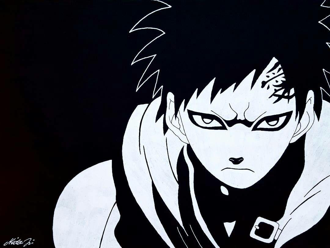 1080x810 My drawing of Gaara from Naruto in black and white. My drawings, Naruto wallpaper, Anime