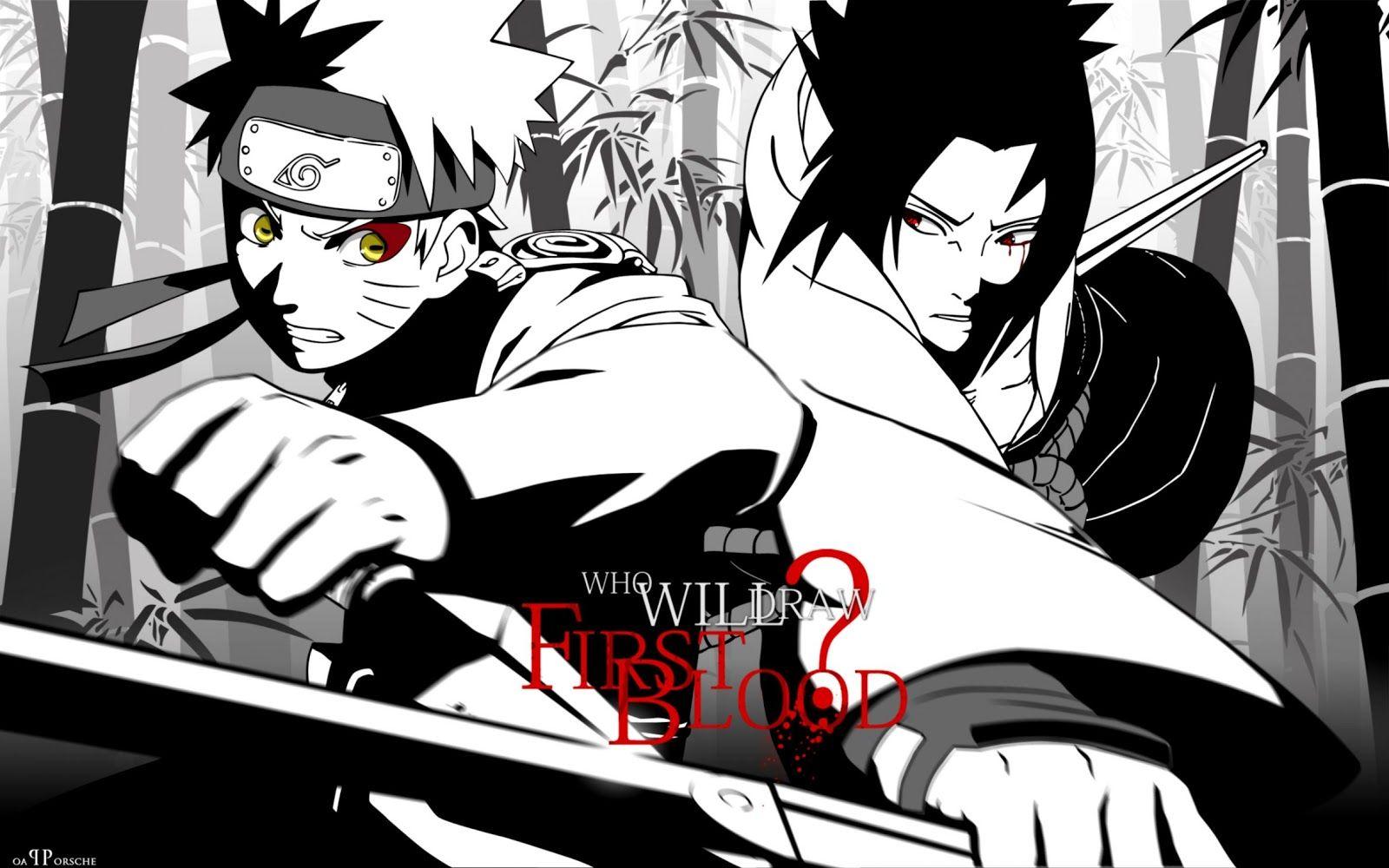 1600x1000 Wallpaper HD 1080P Black And White Naruto Sasuke
