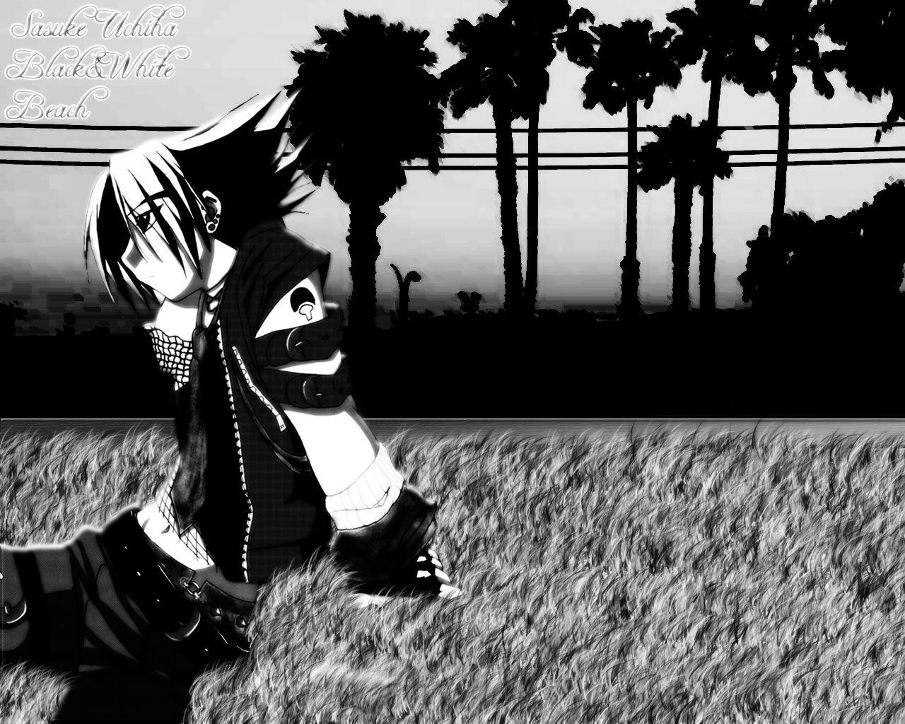 1280x1024 Naruto Wallpaper: Black and White Beach