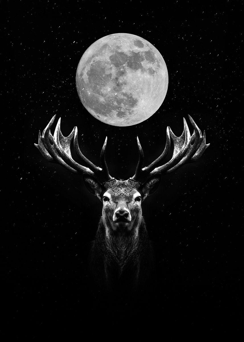 857x1200 Moon Deer wallpaper ' Poster