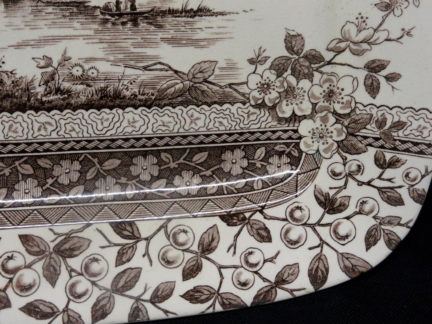 1500x1125 AESTHETIC BROWN TRANSFERWARE PLATTER RUSTIC 1886 in Platters