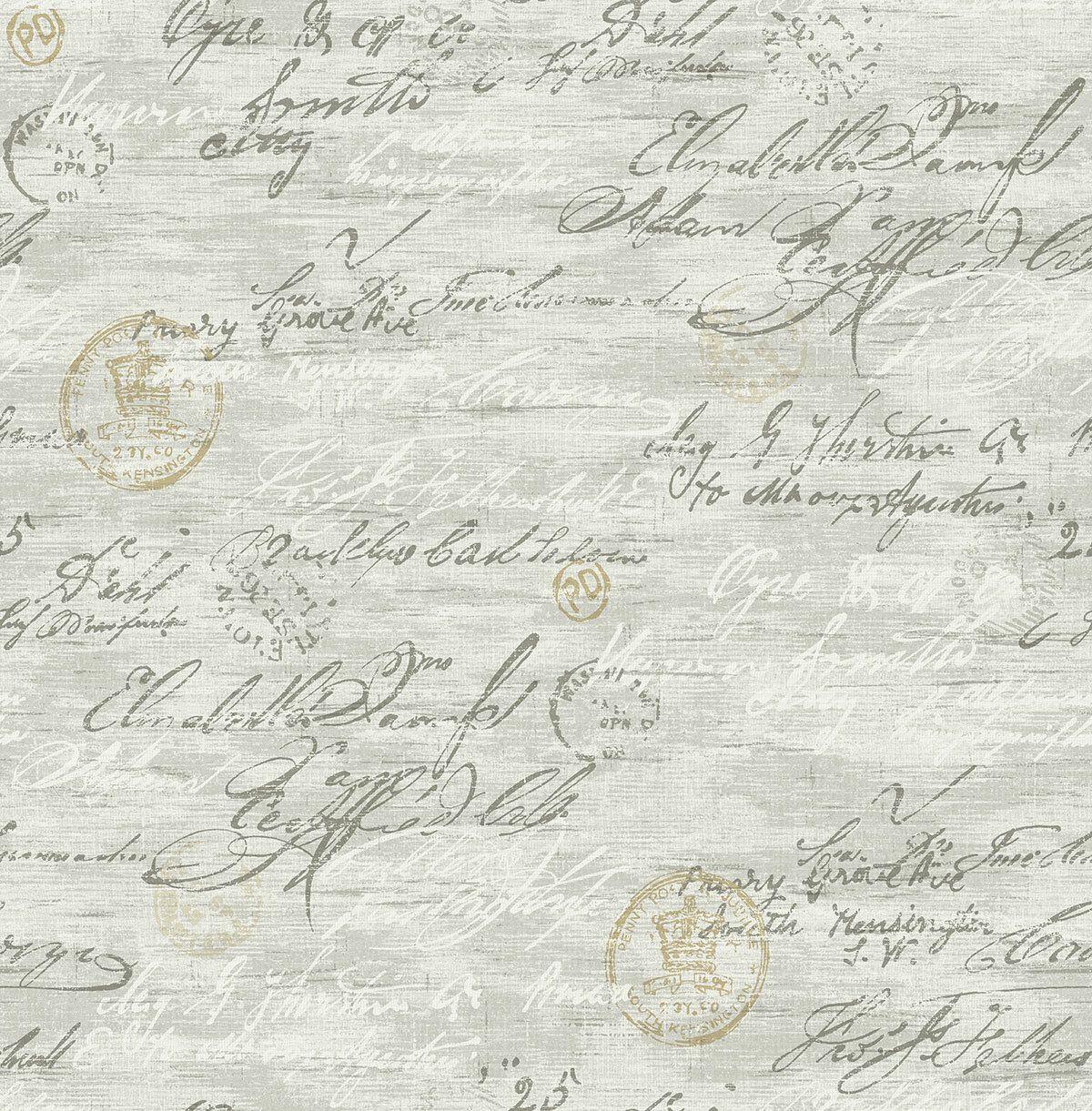 1200x1221 One Allium Way® Jerry Rustic Calligraphy 33' L x 20.5 W Wallpaper Roll