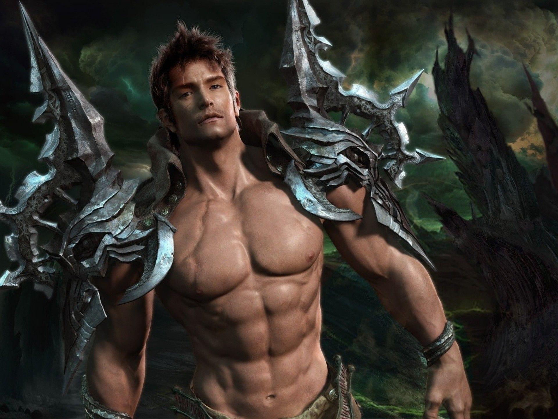 1920x1440 fantasy, men, muscular, artwork, guy wallpaper