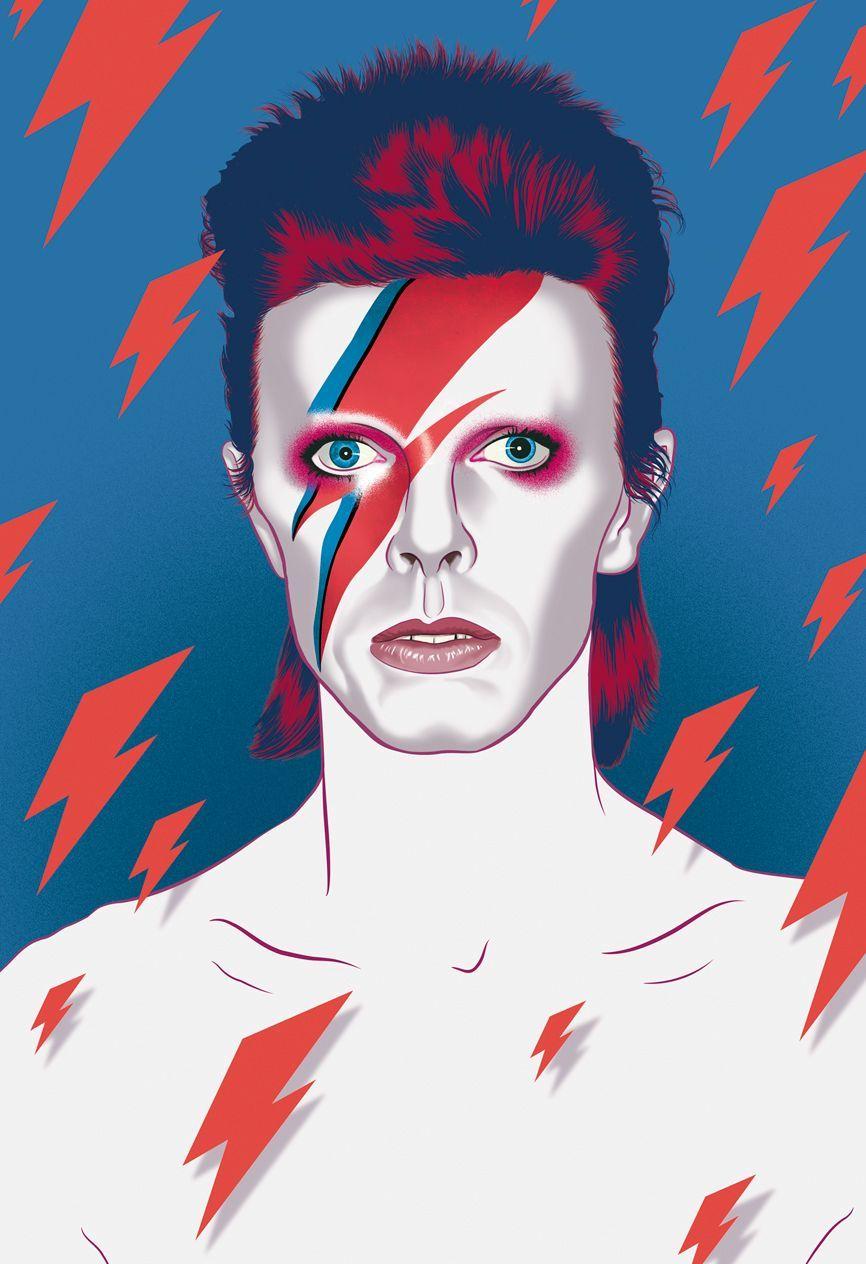 866x1264 Illustration of David Bowie as Ziggy Stardustby Maurice Mechan. David bowie art, Bowie art, Bowie