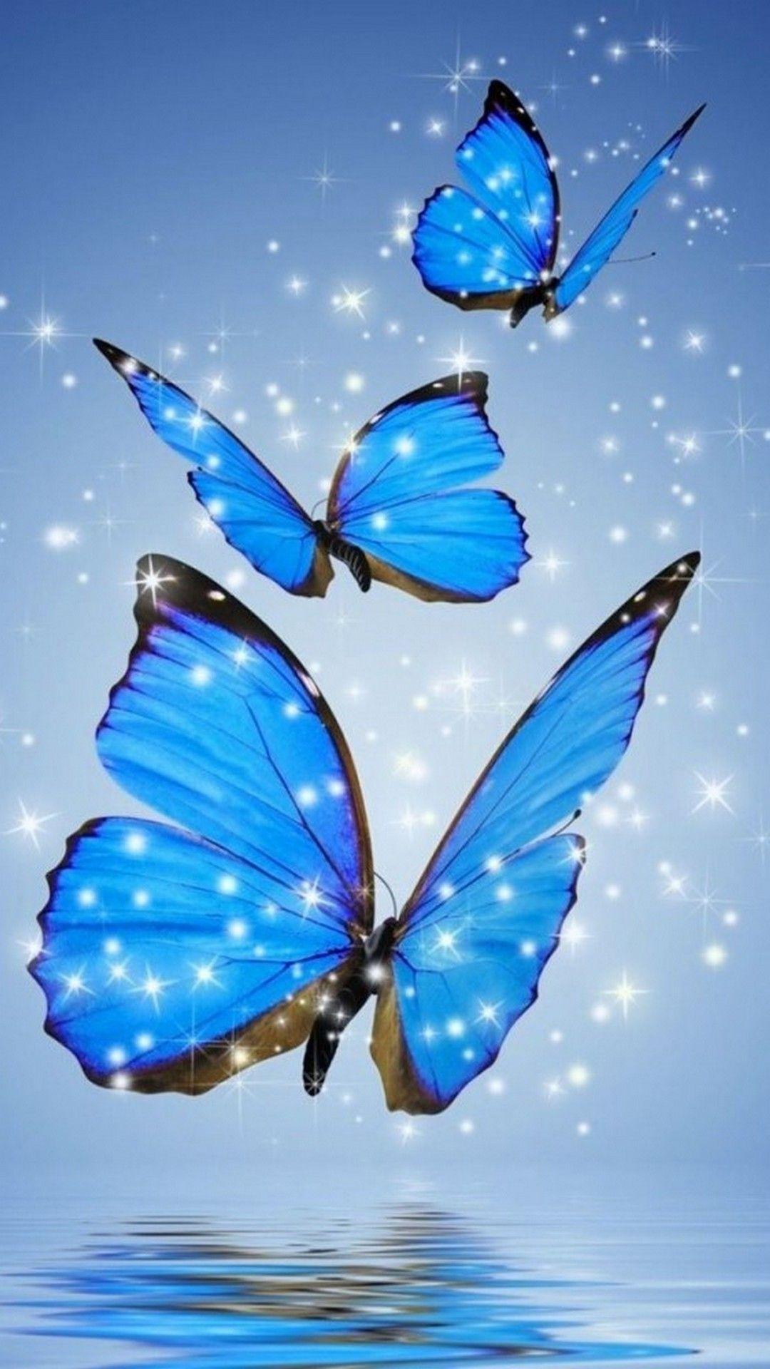 1080x1920 Blue Butterfly Wallpaper