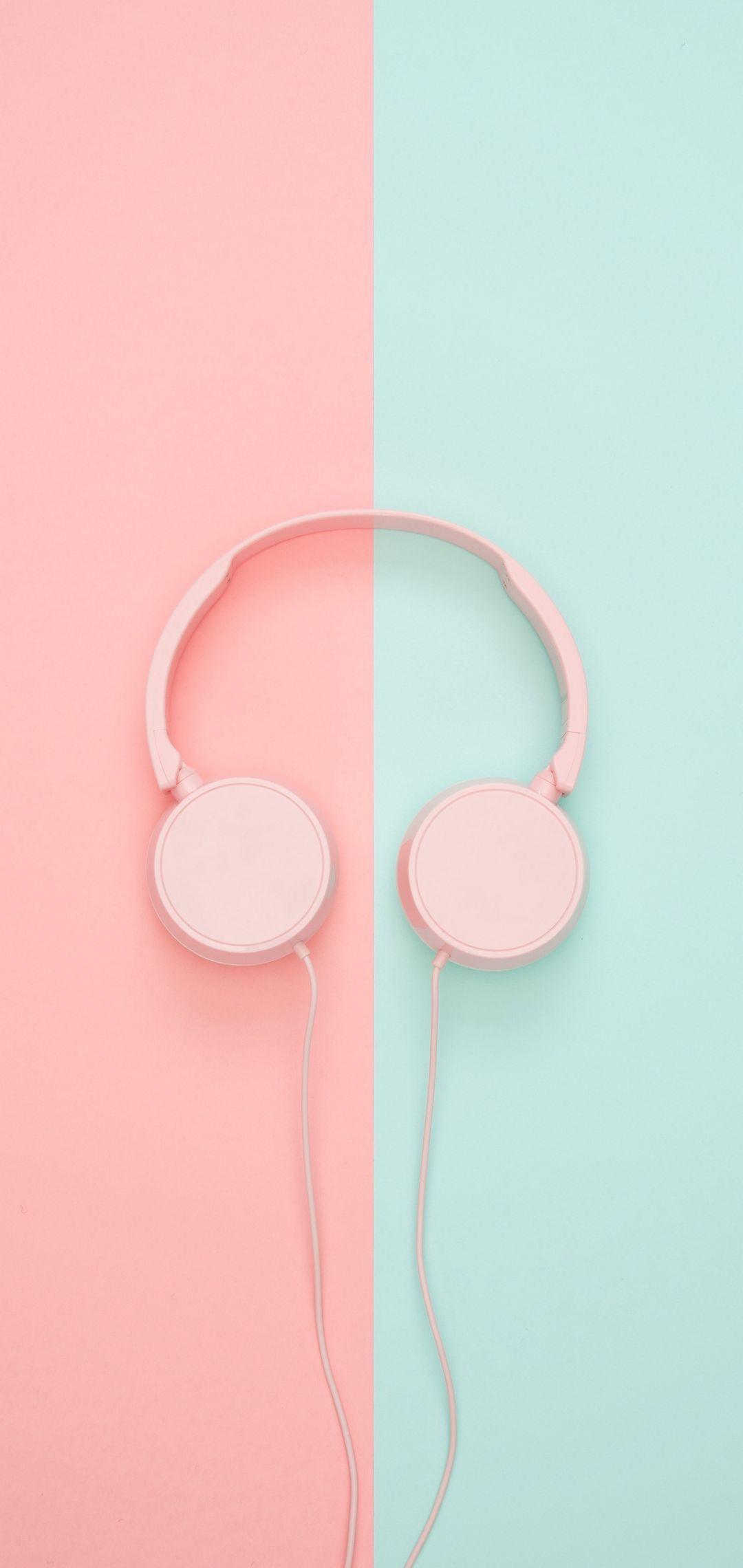 1080x2280 Headphones. Minimalist wallpaper phone, Minimal wallpaper, Pastel background wallpaper
