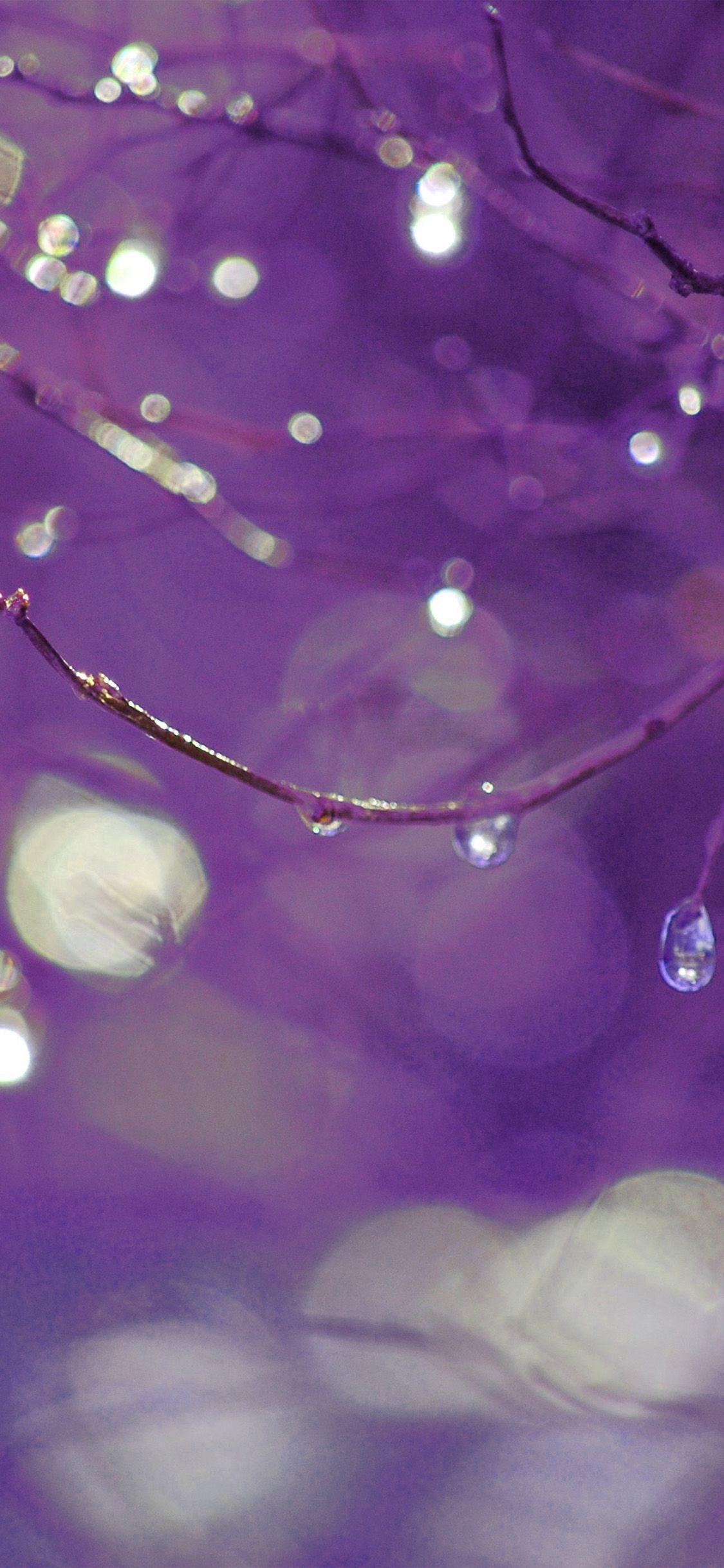 1125x2436 Bokeh Rain Tree Art Purple Wallpaper