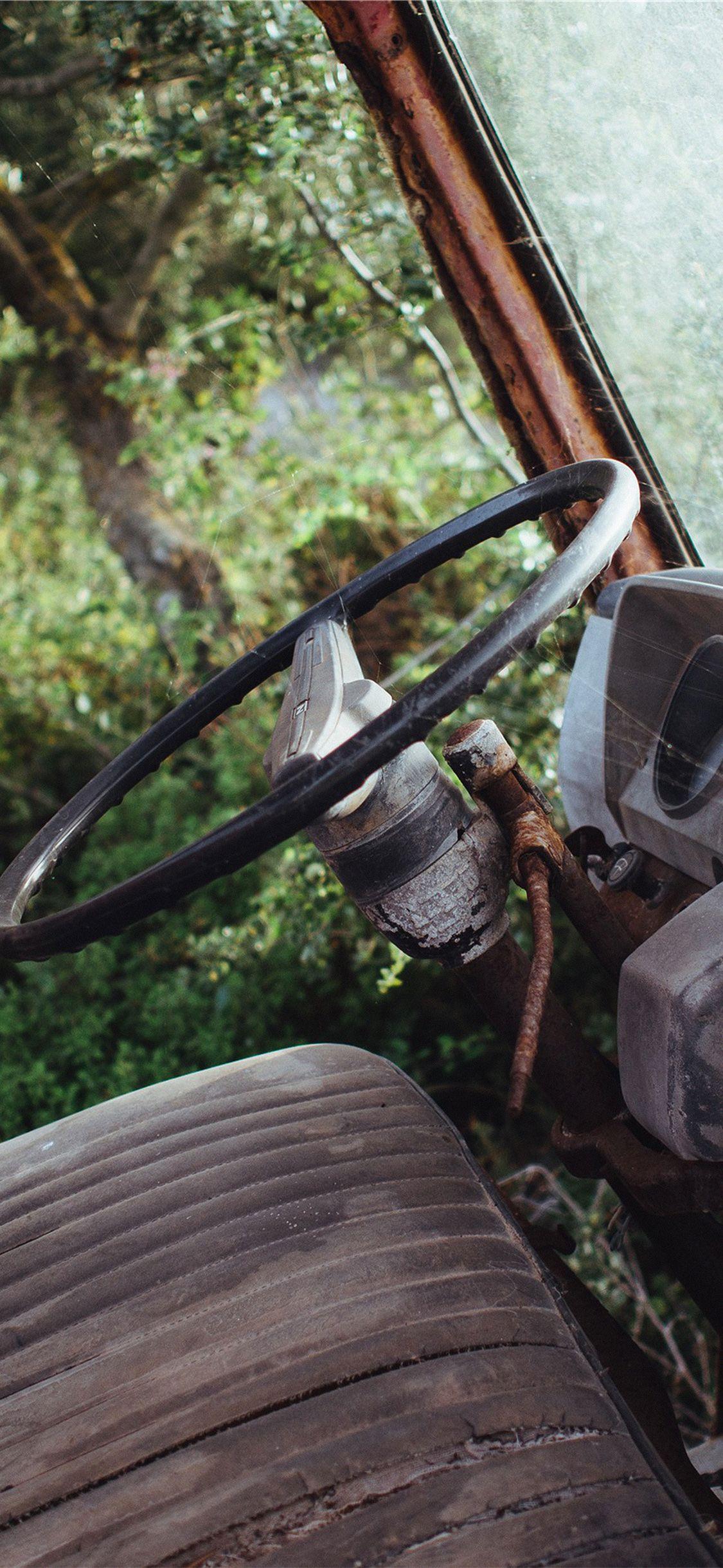 1125x2436 Old Car Forest Vintage Nature Carl Kadysz