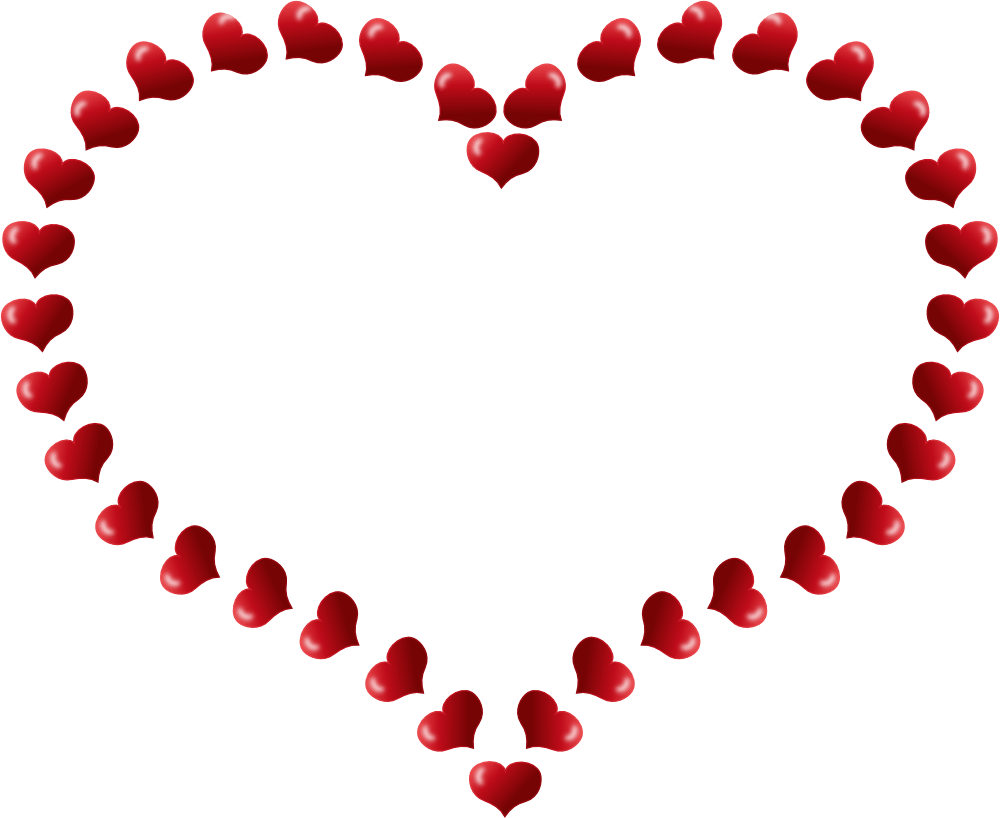 1000x818 Đường viền hình trái tim màu đỏ với những trái tim nhỏ.  Clip nghệ thuật trái tim, Hình ảnh trái tim tình yêu, Clip nghệ thuật viền