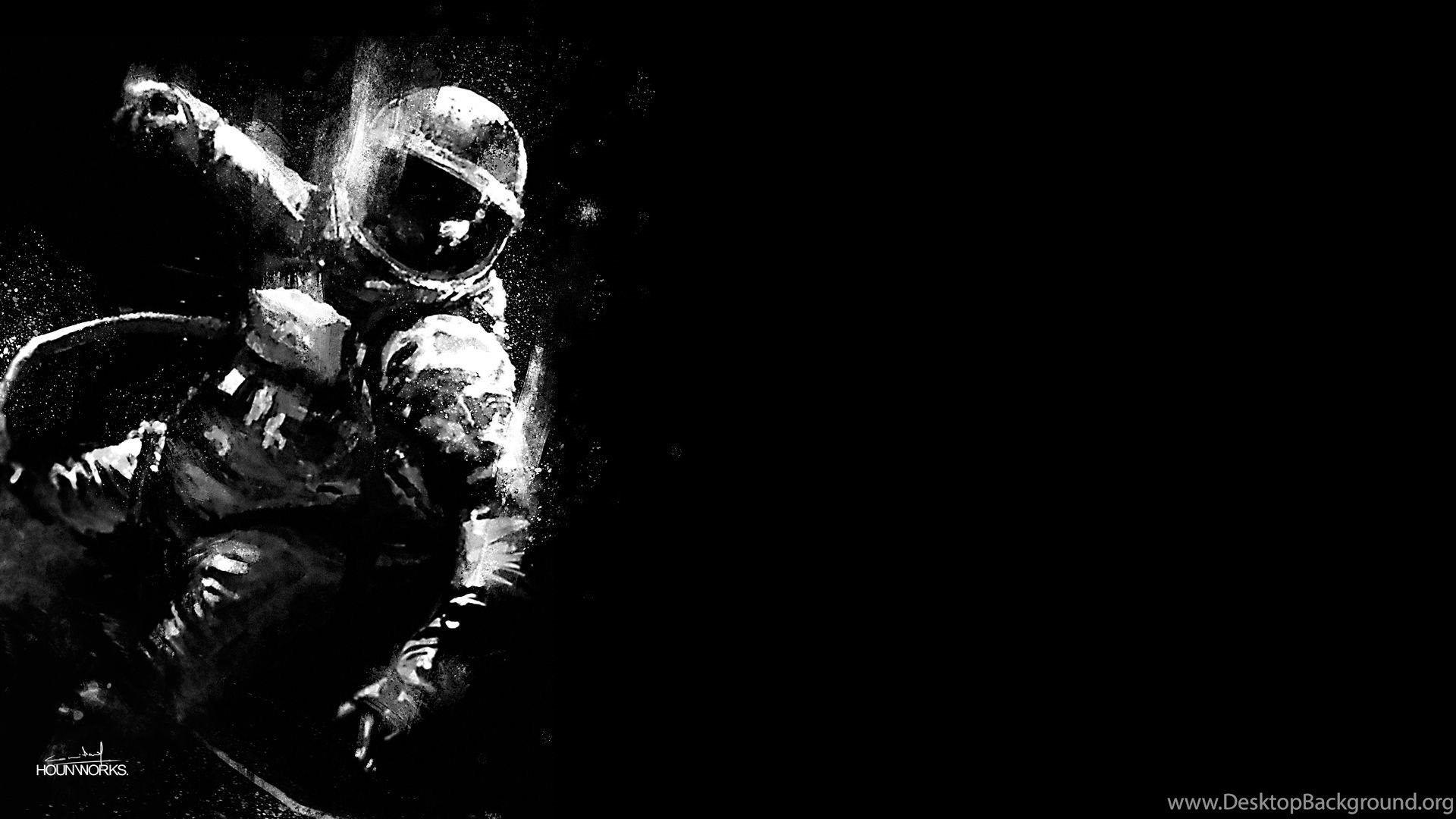 1920x1080 Art Black & White Astronaut Desktop Background