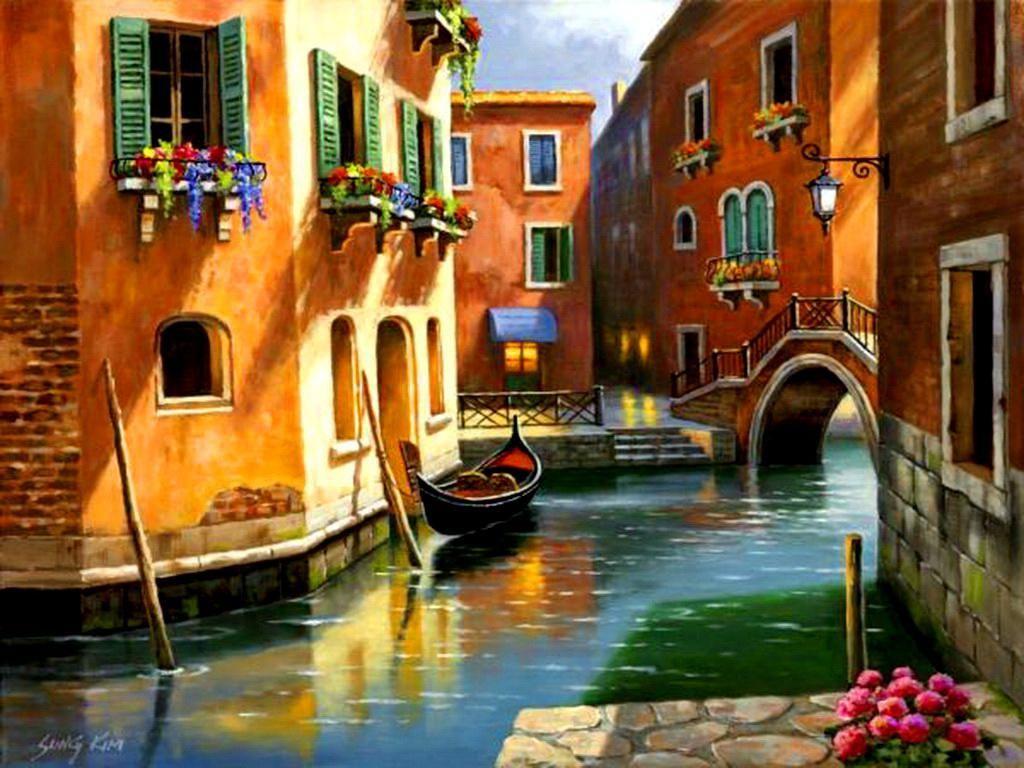 1024x768 venice, Fotografi pemandangan, Lukisan