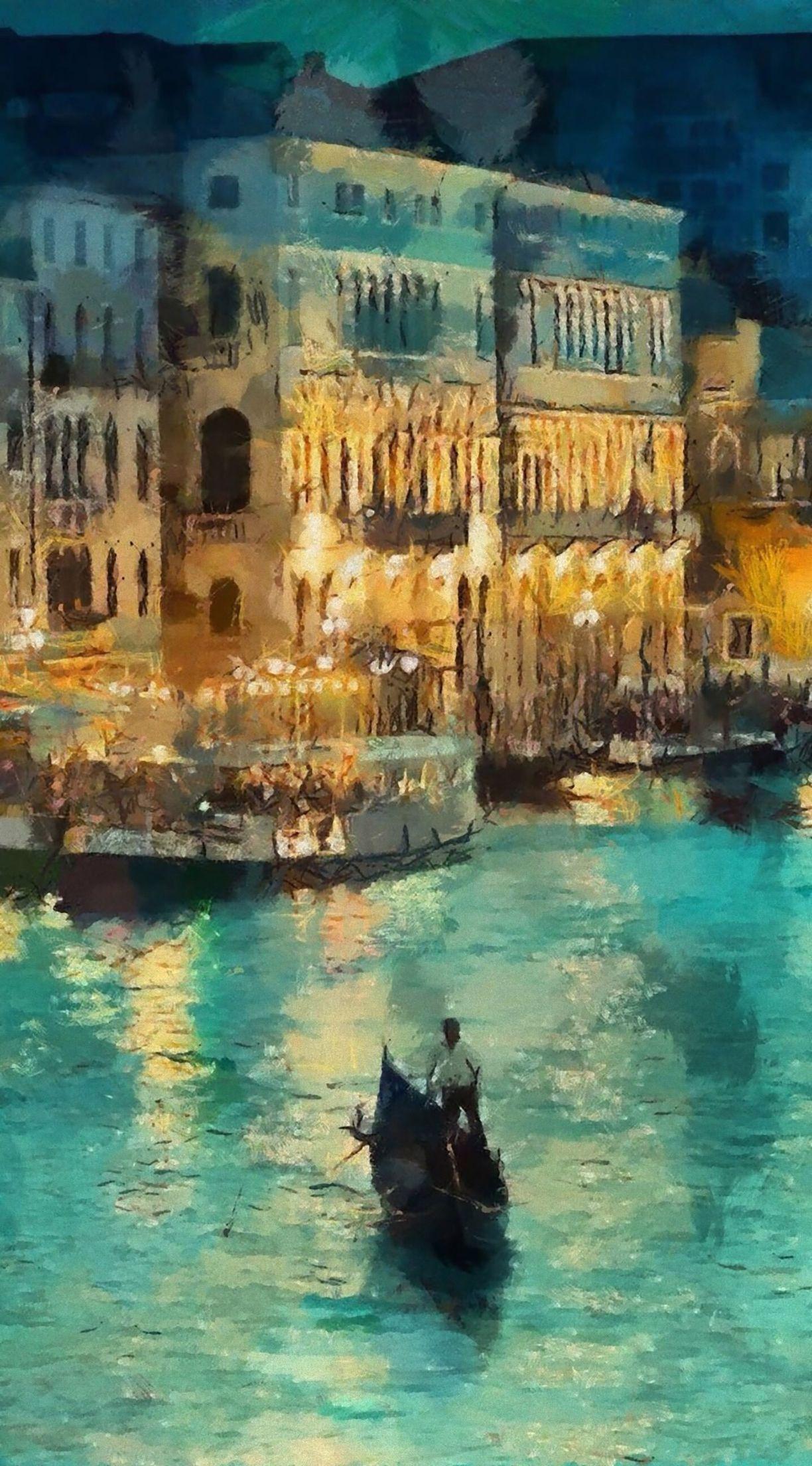 1224x2208 Venice Canal art. Venice painting, Painting wallpaper, Classic paintings