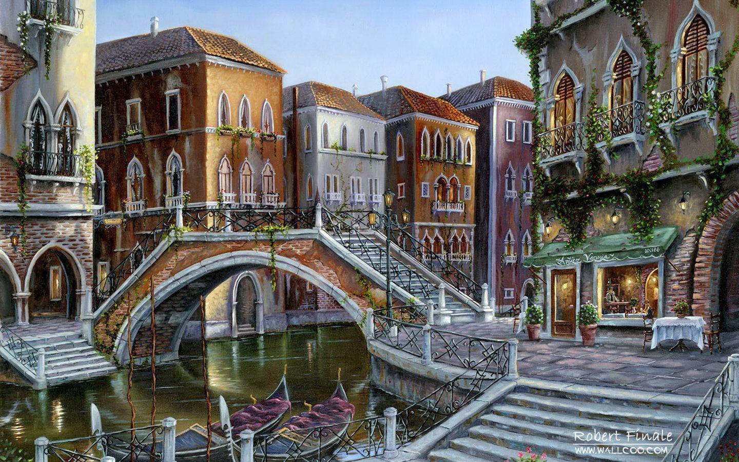 1440x900 Venice Finale. Cityscape painting, The merchant of venice, Painting wallpaper
