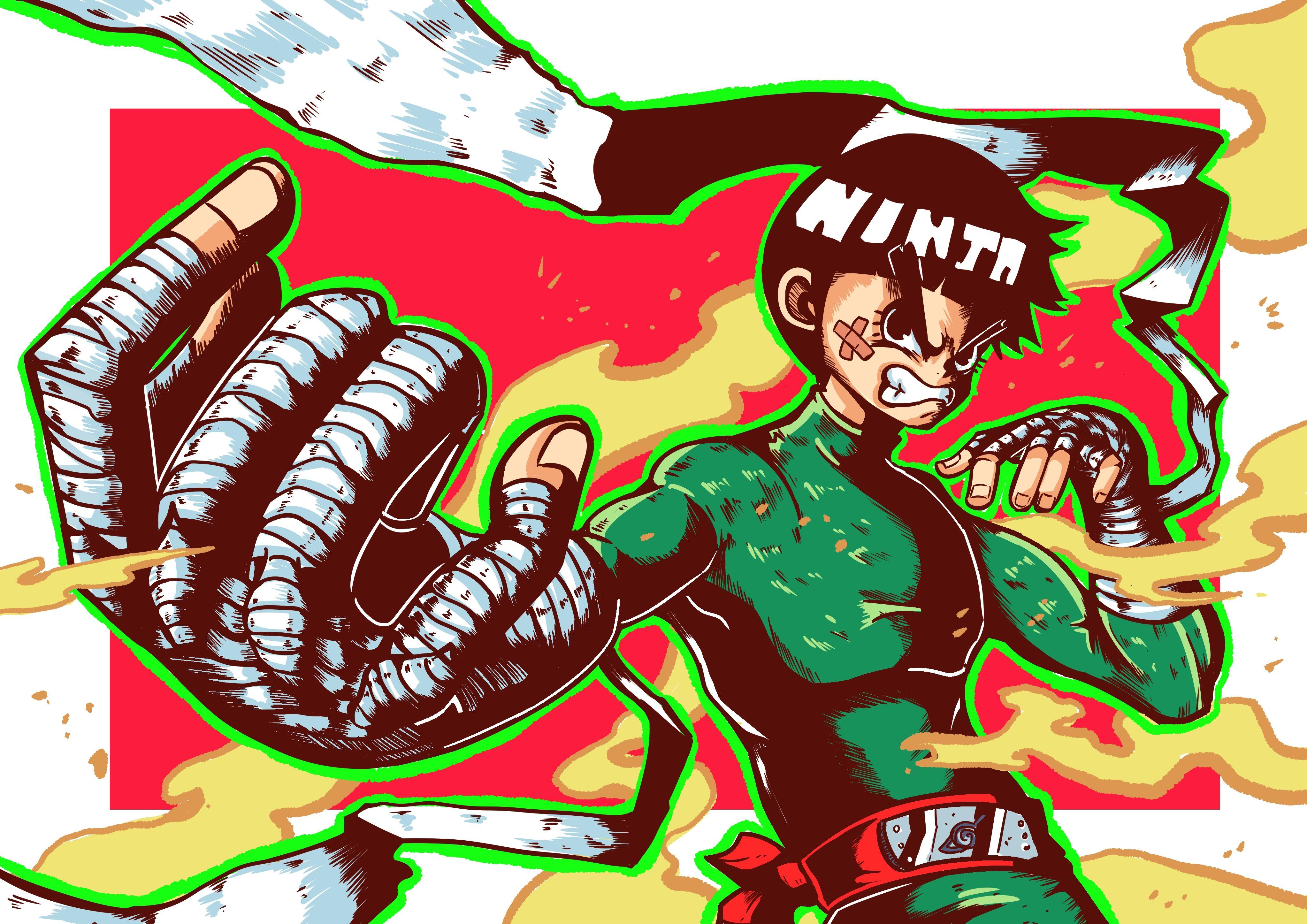 4092x2893 Naruto Rock Lee Art