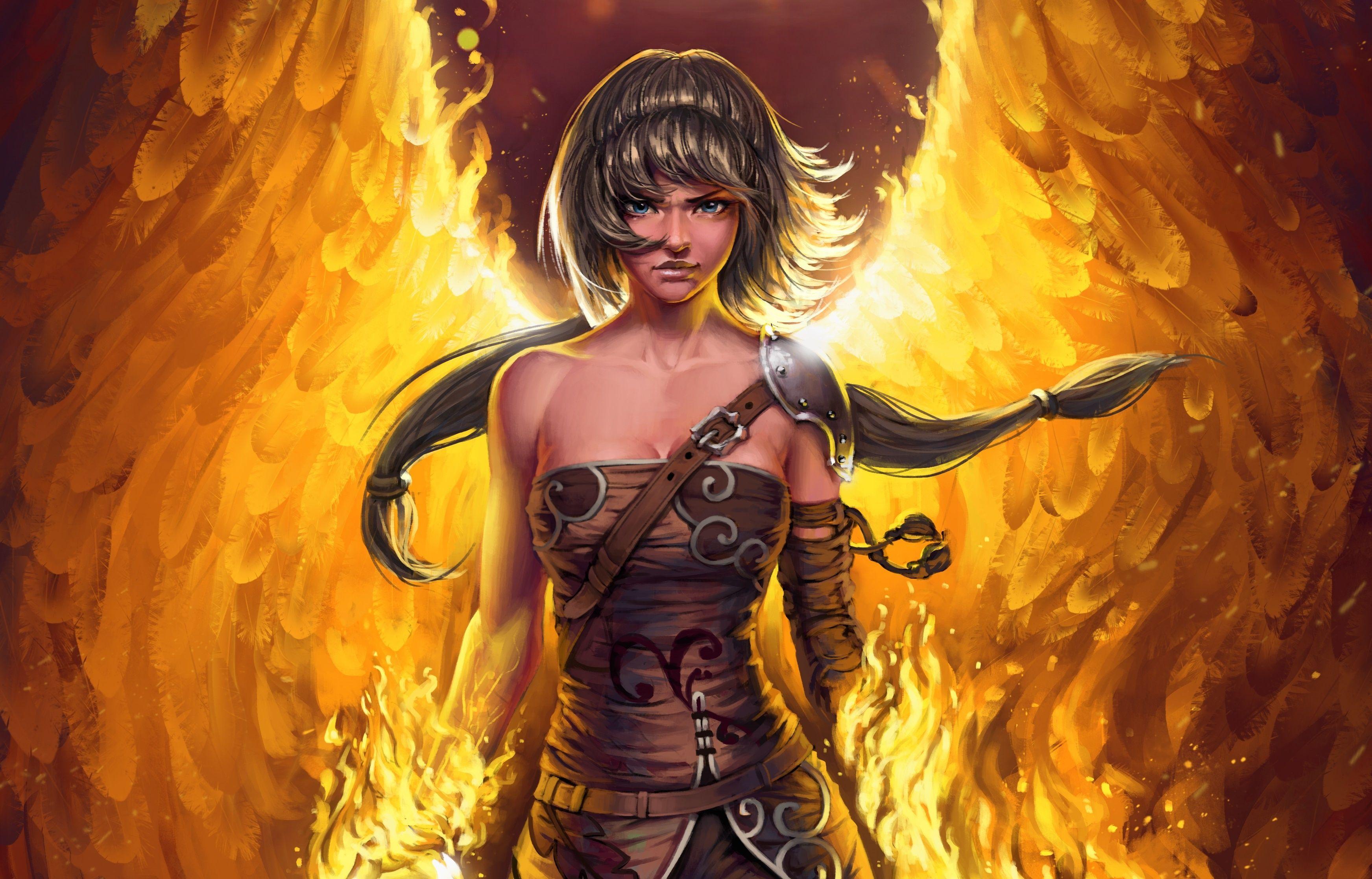 3487x2233 Sorceress On Flames Wallpaper, HD Fantasy 4K Wallpaper, Image, Photo and Background