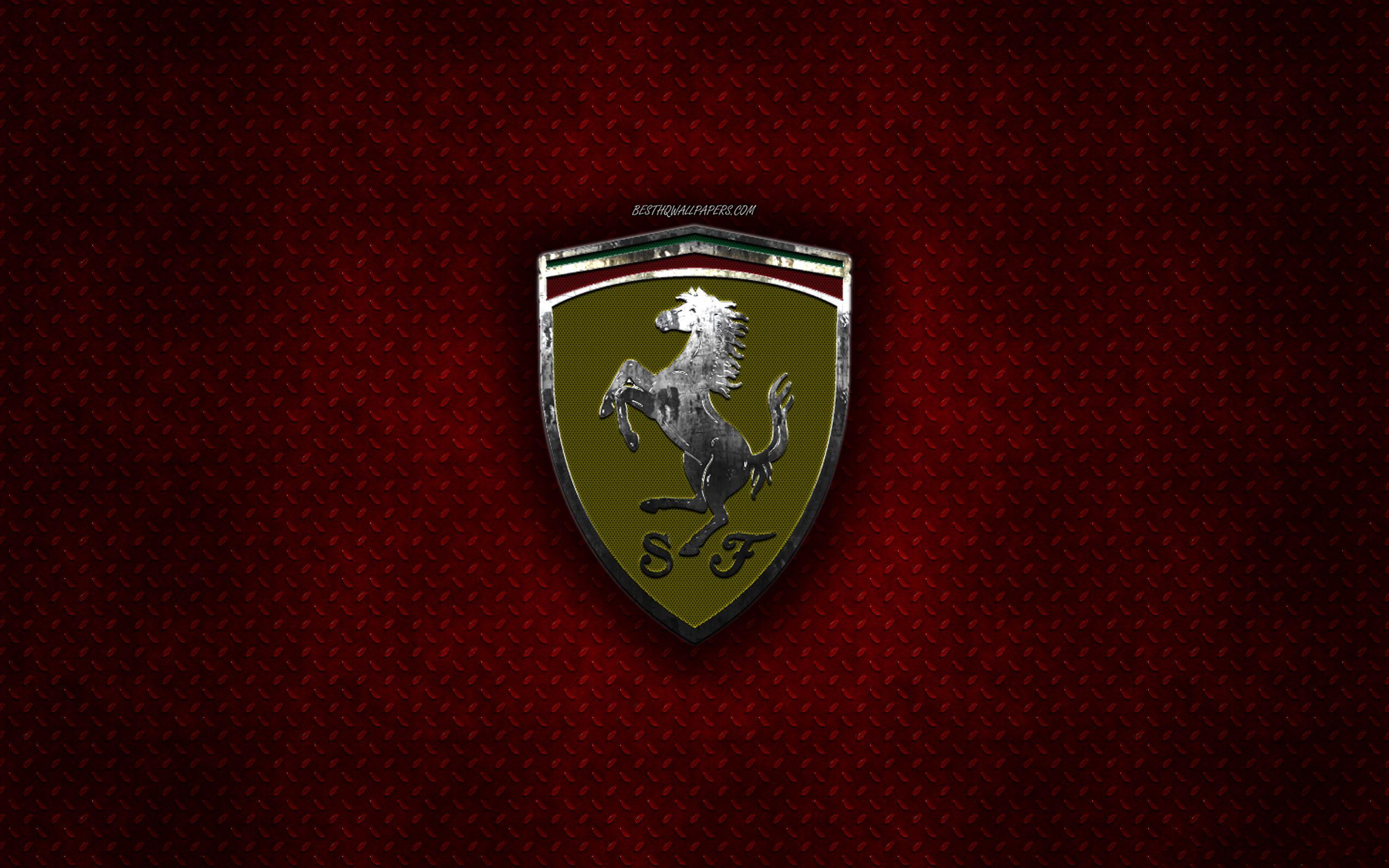 2560x1600 Download wallpaper Scuderia Ferrari, Formula Italian racing team, metal logo, F emblem, red metal background, creative art, Ferrari, Scuderia Ferrari Mission Winnow for desktop with resolution 2560x1600. High Quality HD picture