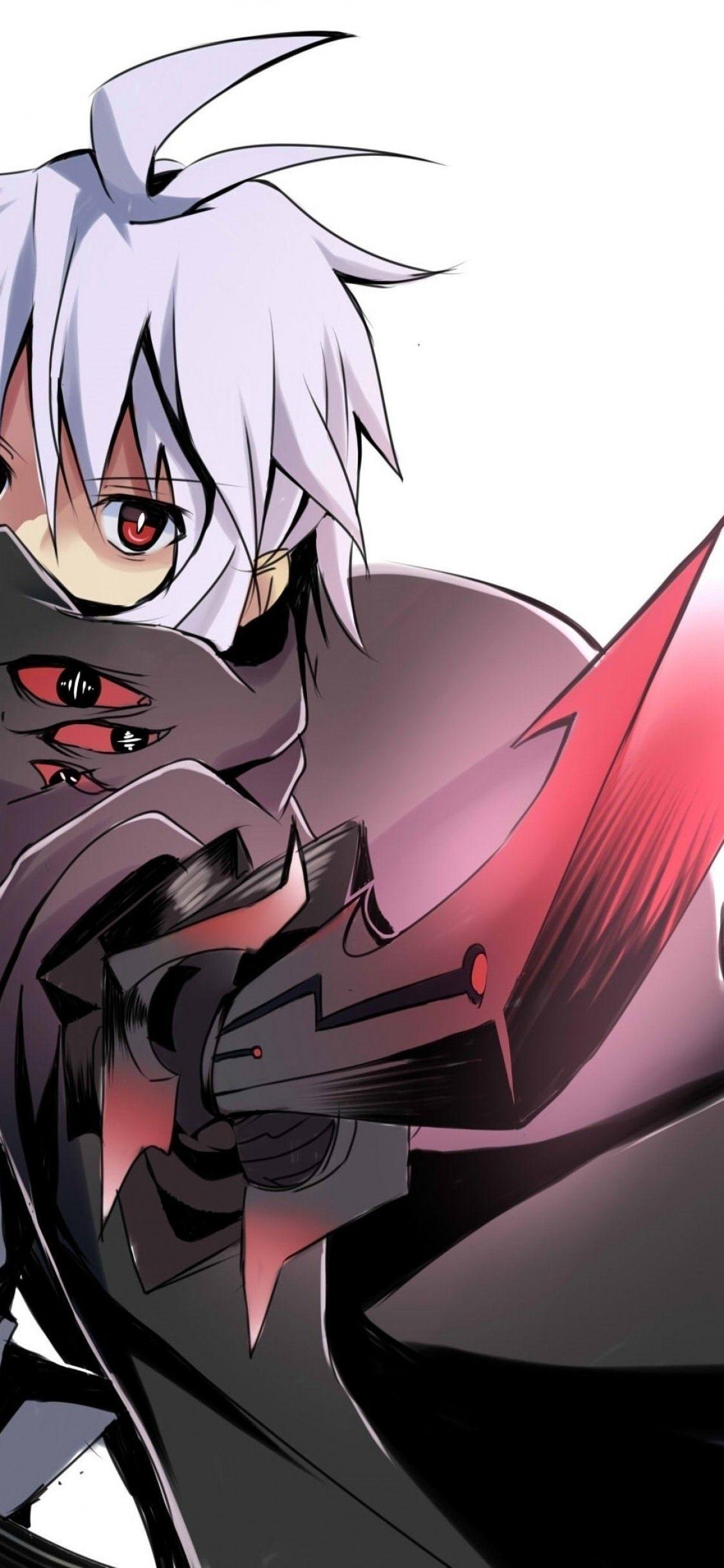 1125x2436 Download 1125x2436 Anime Boy, Demon, Weapon, White Hair Wallpaper for iPhone X