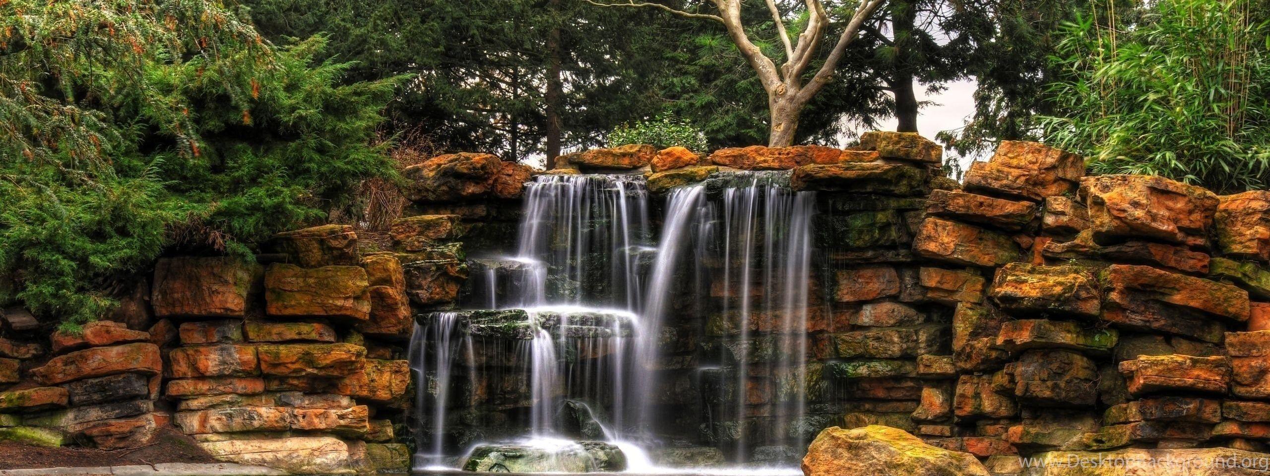 2560x960 Beautiful Small Waterfall HD Desktop Wallpaper : High Definition. Desktop Background