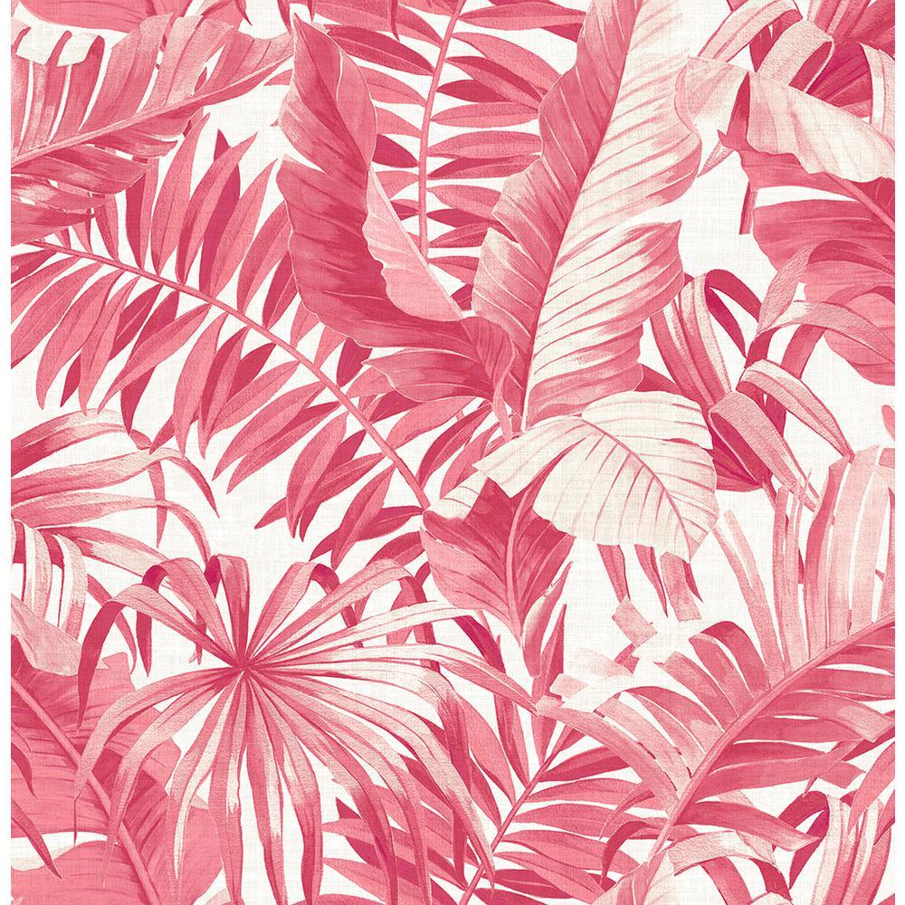 1000x1000 A Street Alfresco Pink Tropical Palm Paper Strippable Roll (Covers 56.4 Sq. Ft.) 2969 26054 Home Depot