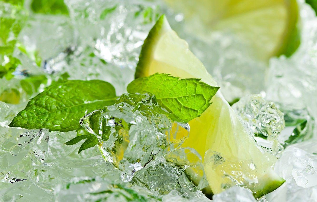 1332x850 Wallpaper ice, lime, citrus, mint leaves image for desktop, section еда