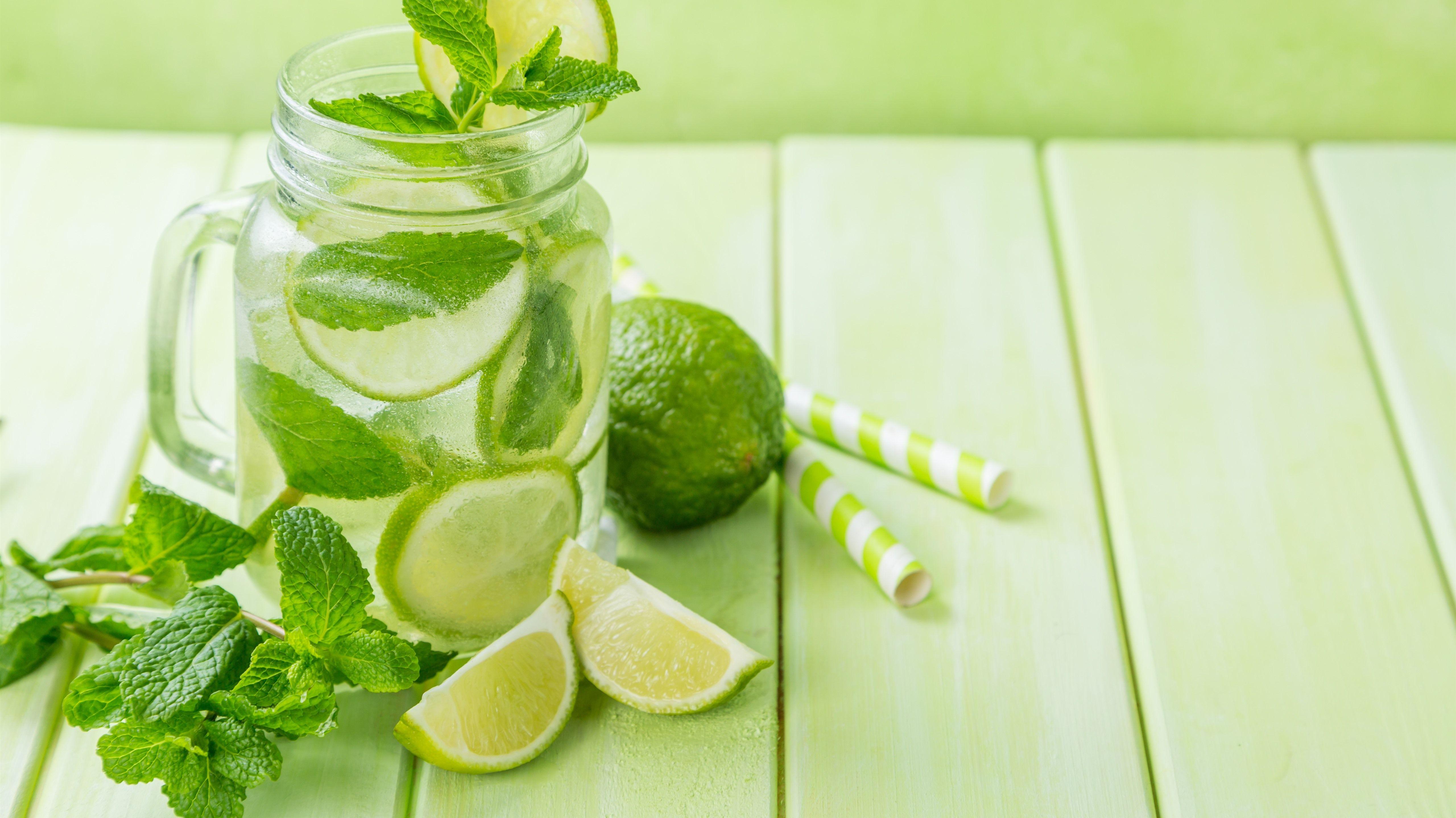 5120x2880 Wallpaper Drinks, green lemon, mint leaves 5120x2880 UHD 5K Picture, Image