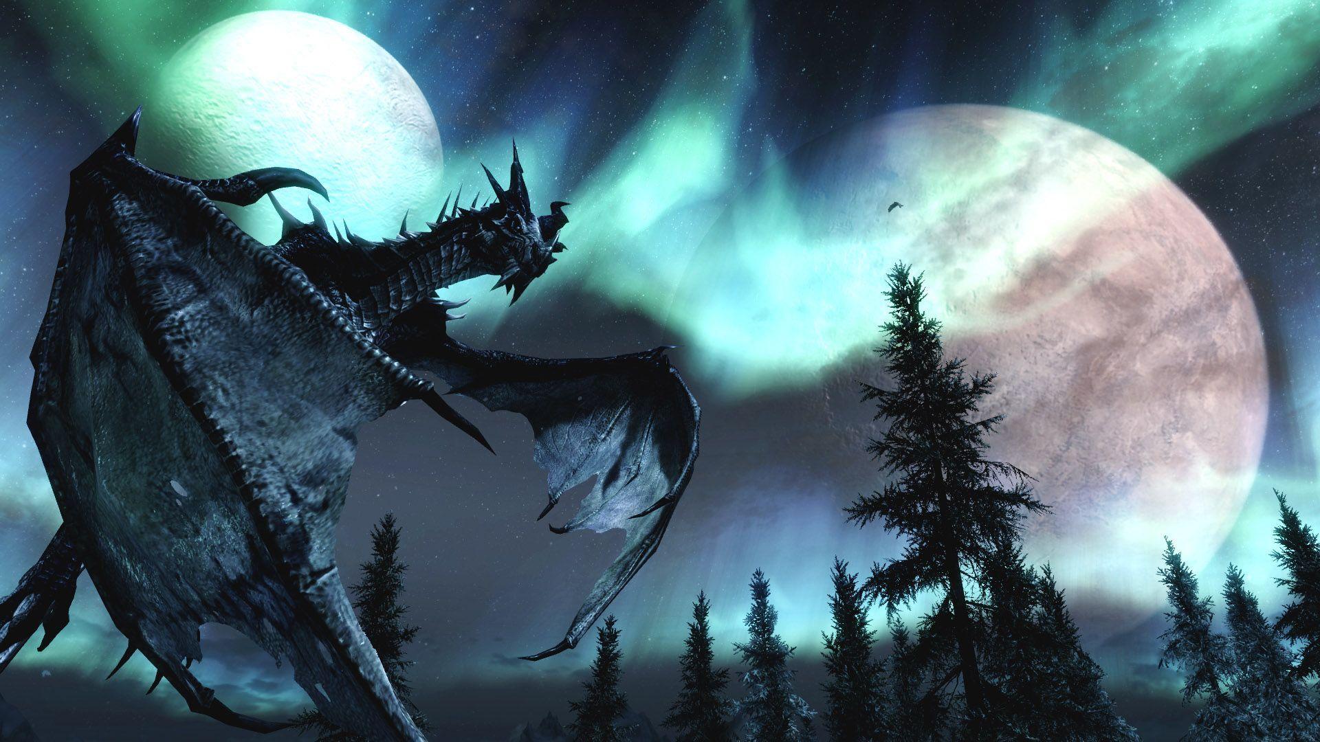 1920x1080 Skyrim Dragon Wallpaper HD