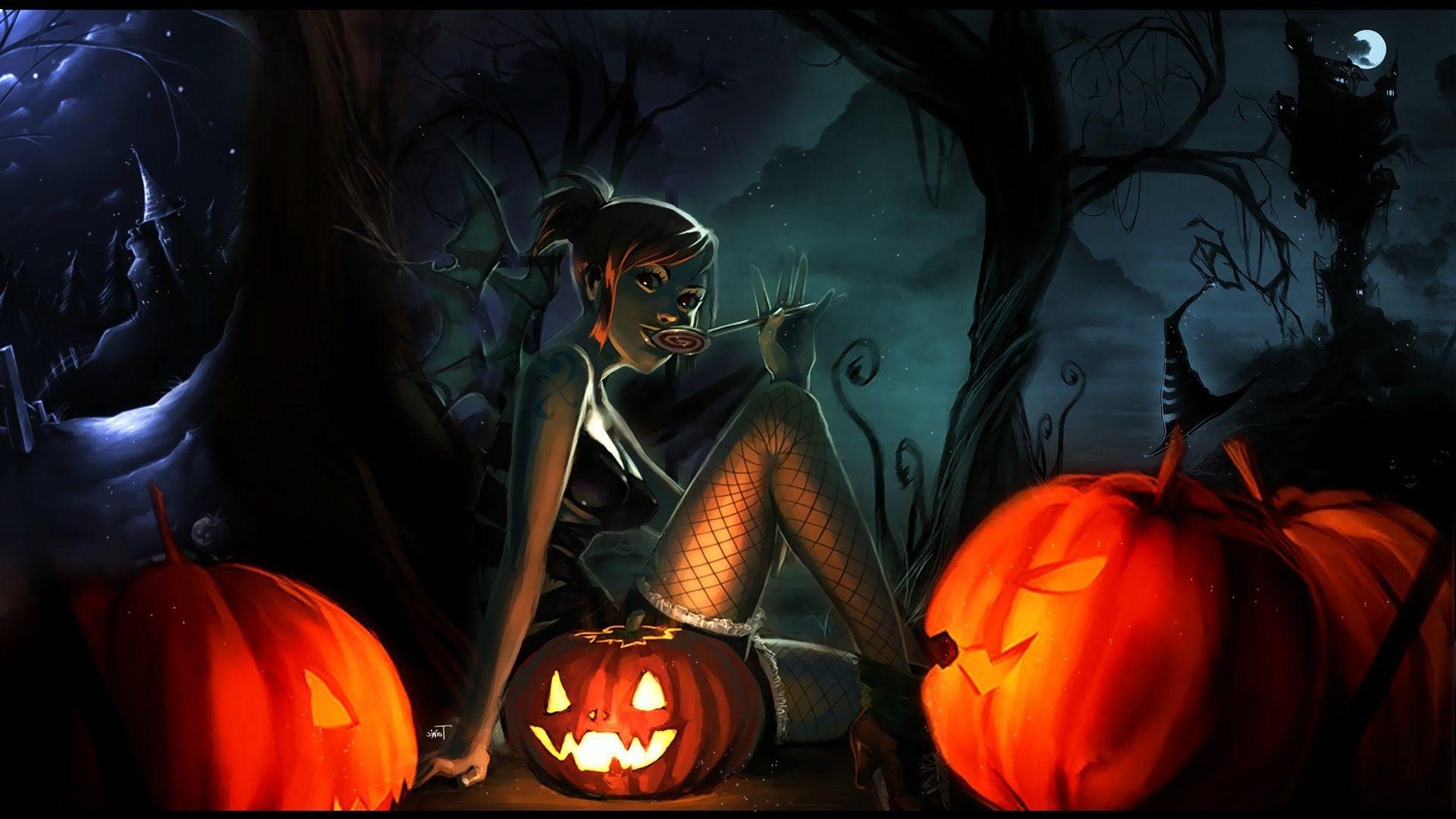 1920x1080 anime Girls, Halloween, One Piece, Nami Wallpaper HD / Desktop and Mobile Background