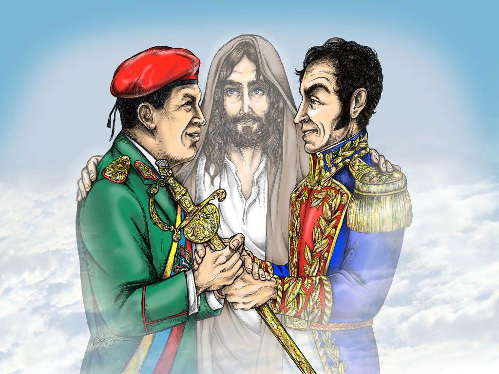 1024x768 Hugo Chávez, Jesús de Nazaret y Simón Bolívar. Antonio Marín Segovia
