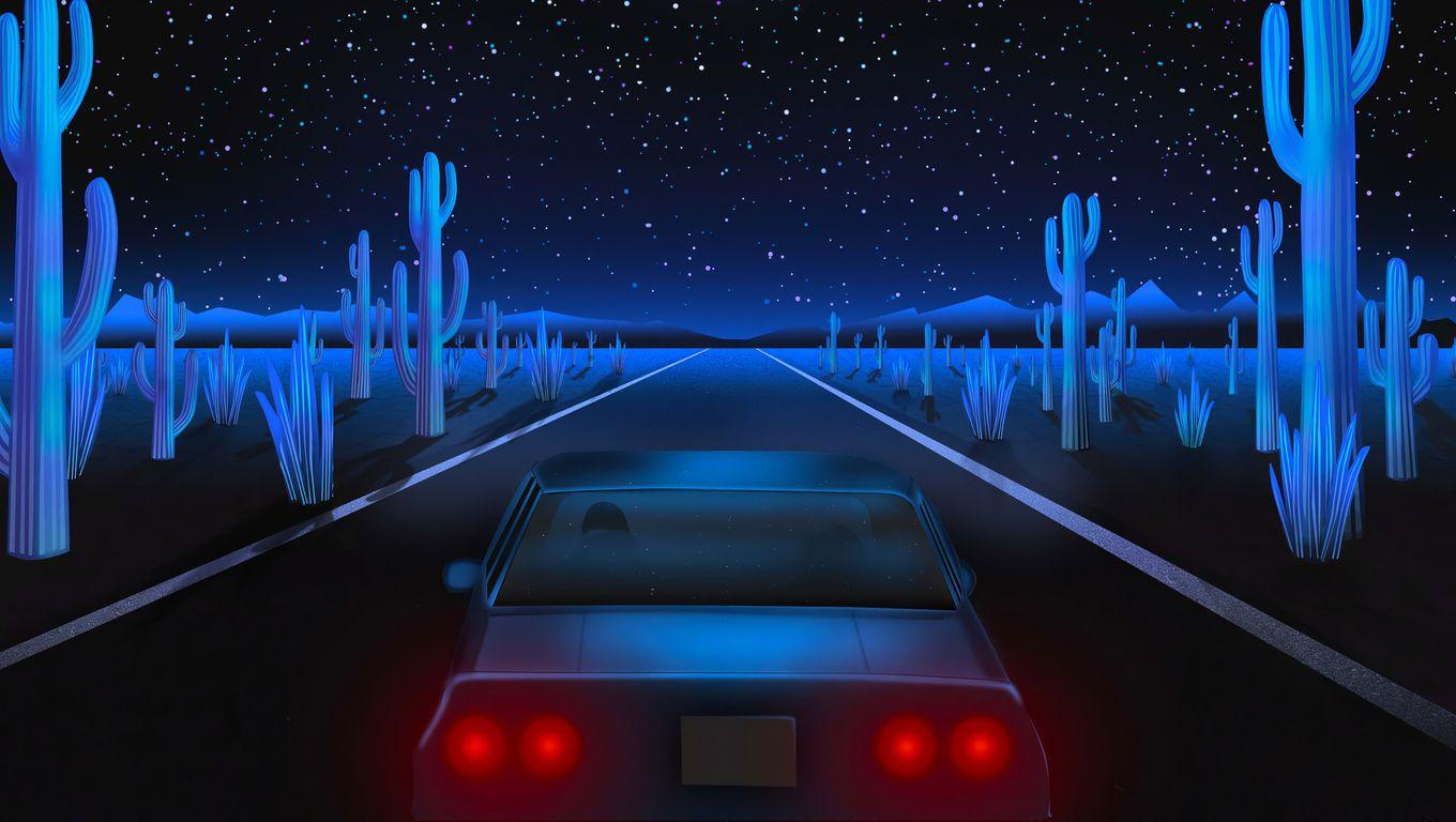 1360x768 Vaporwave Road 4k Laptop HD HD 4k Wallpaper, Image, Background, Photo and Picture