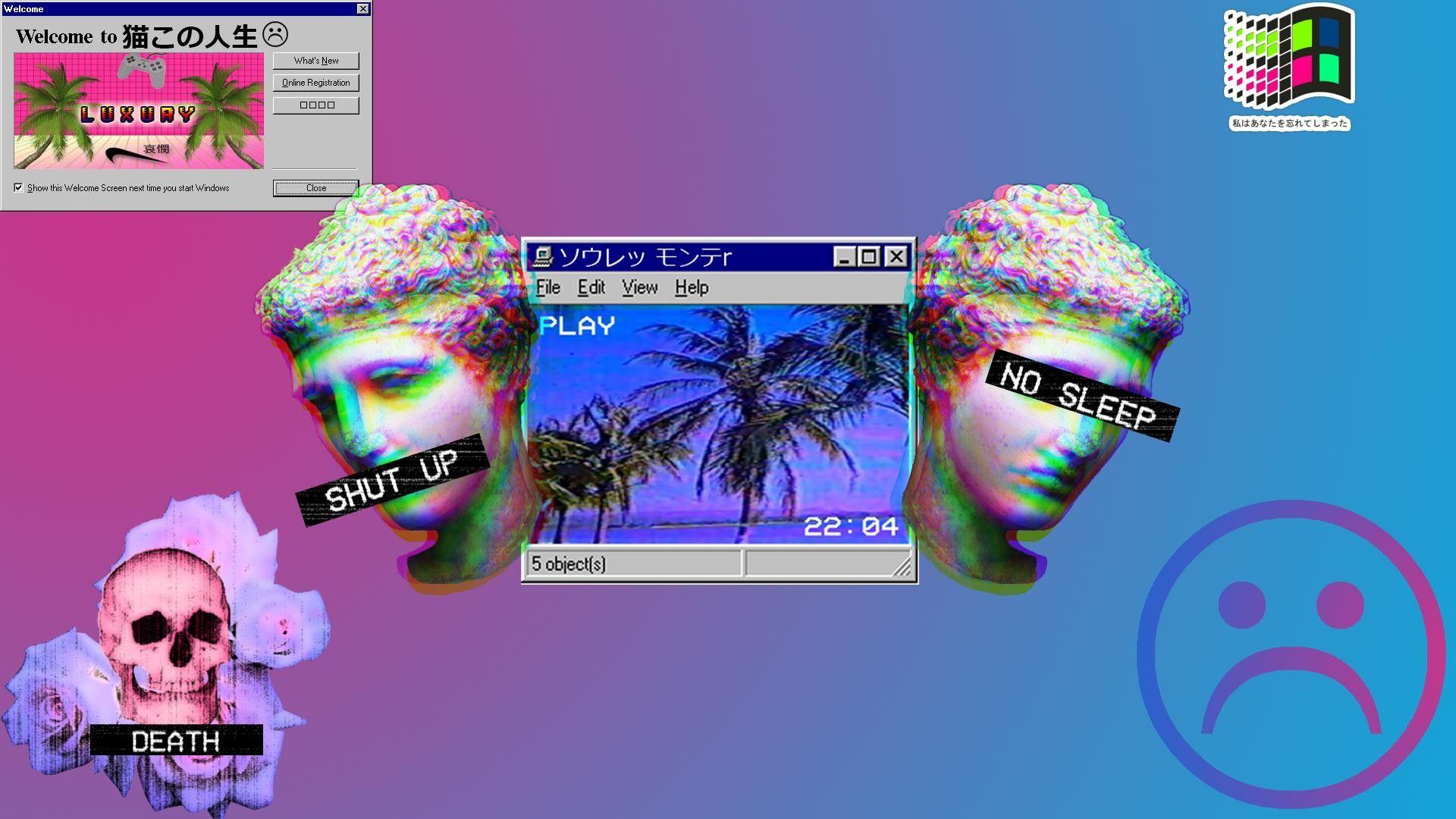 1920x1080 Vaporwave Laptop Wallpaper