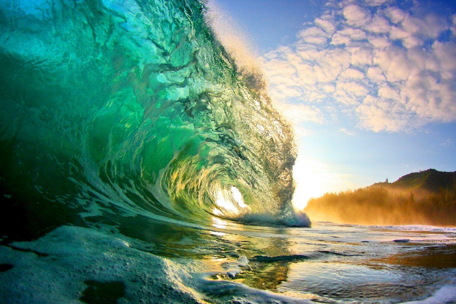 1600x1067 Beaches Clear Green Crystal Hills Beach Hawaii Beautiful Sunset Ocean Wave Wallpaper Surf. Treasure Earth Prize