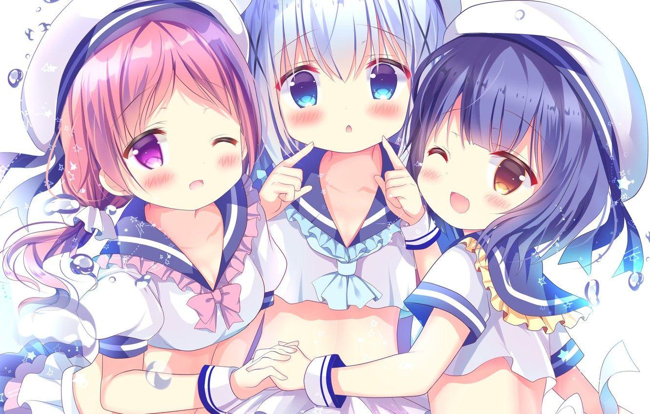 1332x850 Wallpaper Girls, Trio, gochuumon wa usagi desu ka?, flats forget chino, azumi kazuki, natsu megumi, jouga maya image for desktop, section сёдзё