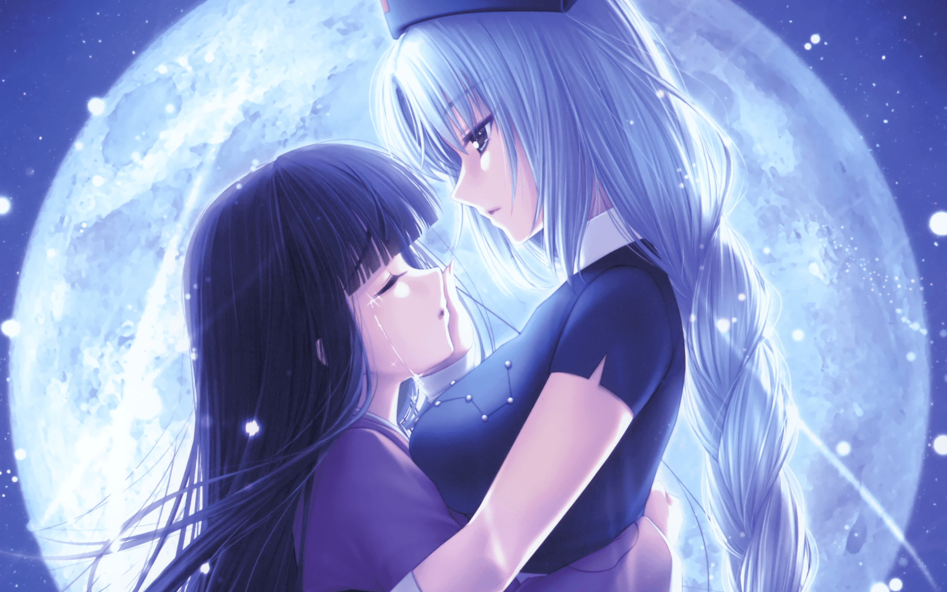 Blue-haired anime girl crying - wide 8