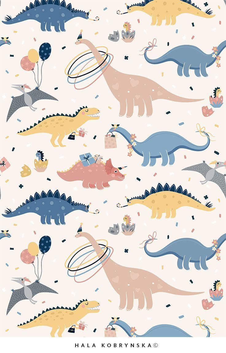 736x1152 Dino's birthday pattern for kids. Dinosaur illustration, Dinosaur background, Cute dinosaur