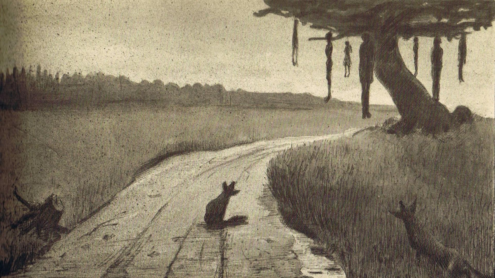 1920x1080 Creepy hanging artwork drawings alfred kubin wallpaper