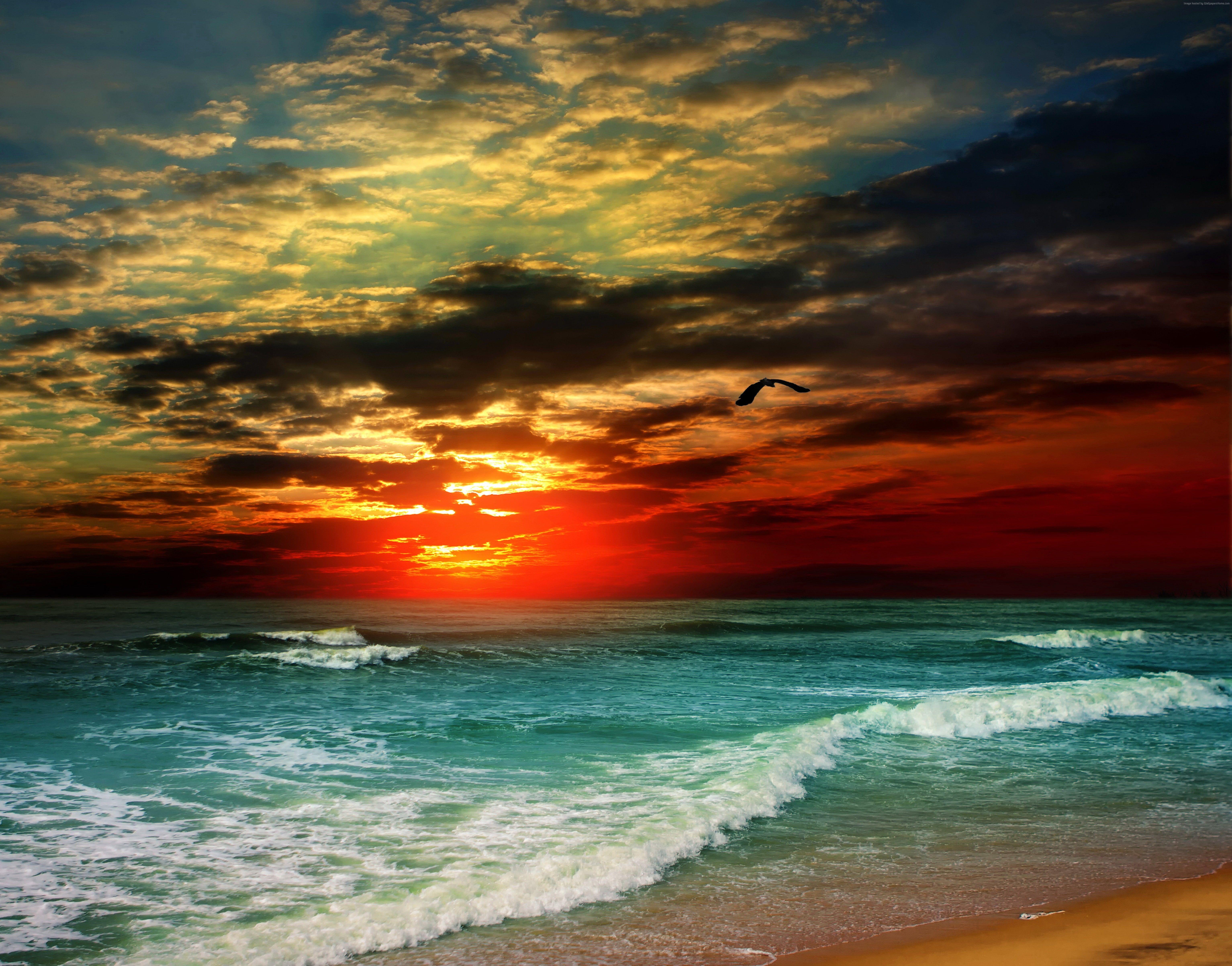 6134x4812 ocean #Sea k #clouds k #sunset k #shore K #wallpaper #hdwallpaper #desktop. Scenic, Sunset wallpaper, Ocean view