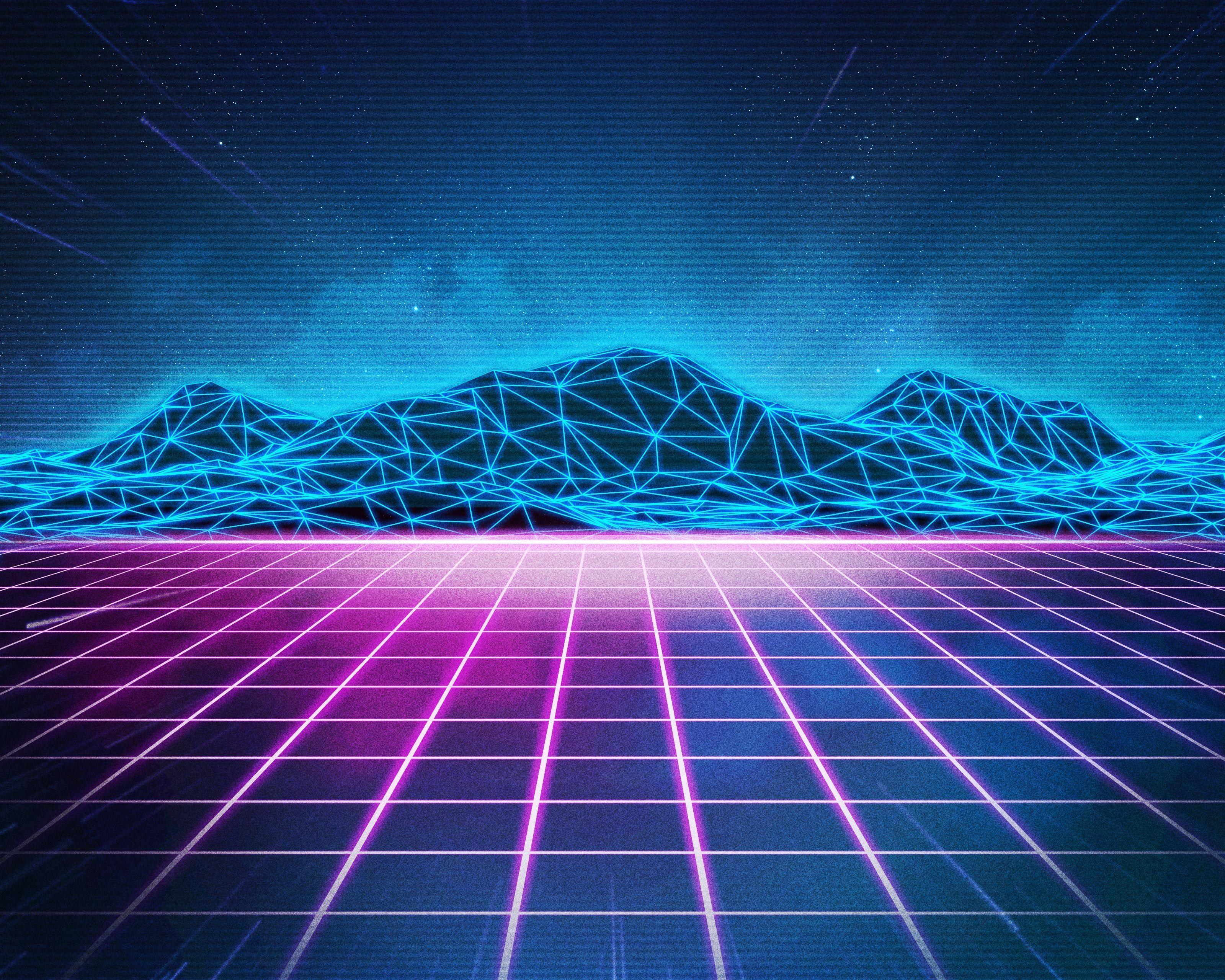 Download wallpaper 2560x1440 cyberpunk, outrun, vaporwave, car on road, art,  dual wide 16:9 2560x1440 hd background, 24495