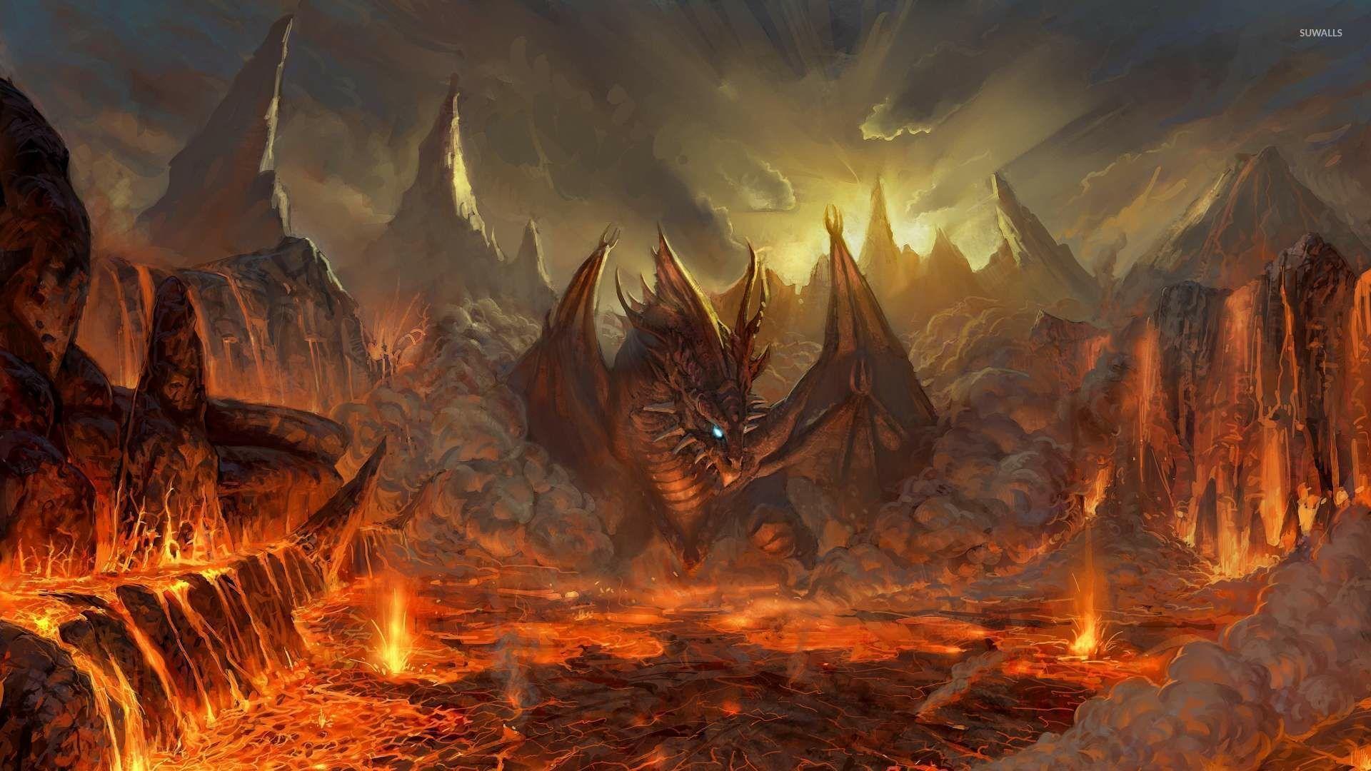 1920x1080 Dragon and Lava wallpaper wallpaper
