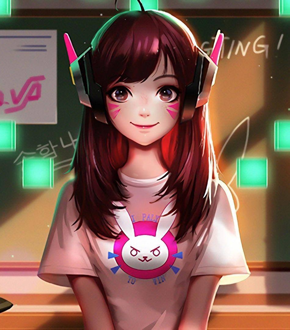 Wallpaper girl anime gamer Space Gamer