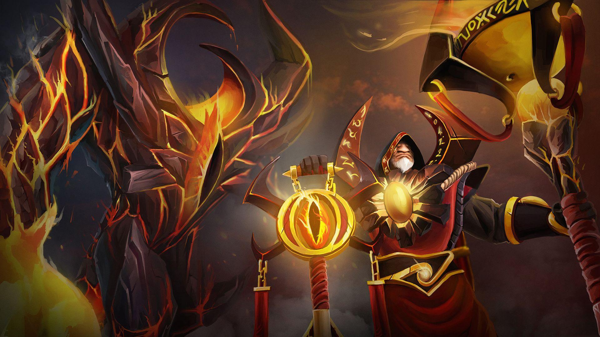 1920x1080 Photo DOTA 2 Magic Mage Staff Warlock Fantasy Games hooded 1920x1080