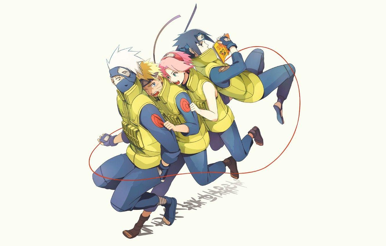1332x850 Wallpaper anime, Sakura, art, Sasuke, Naruto, Naruto, team Kakashi image for desktop, section сёнэн