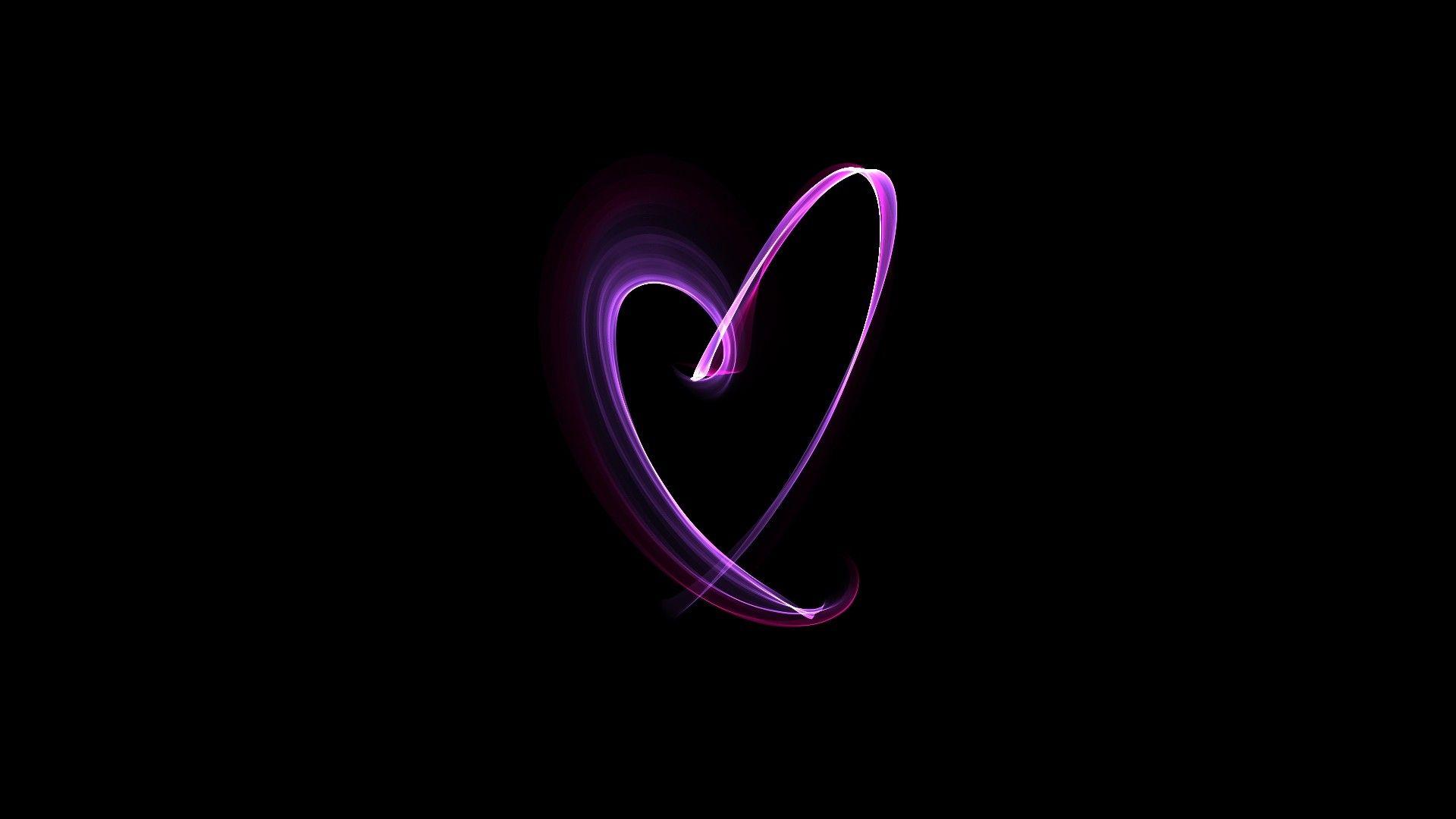 1920x1080 abstract, black, minimalistic, pink, waves, hearts, gradient wallpaper