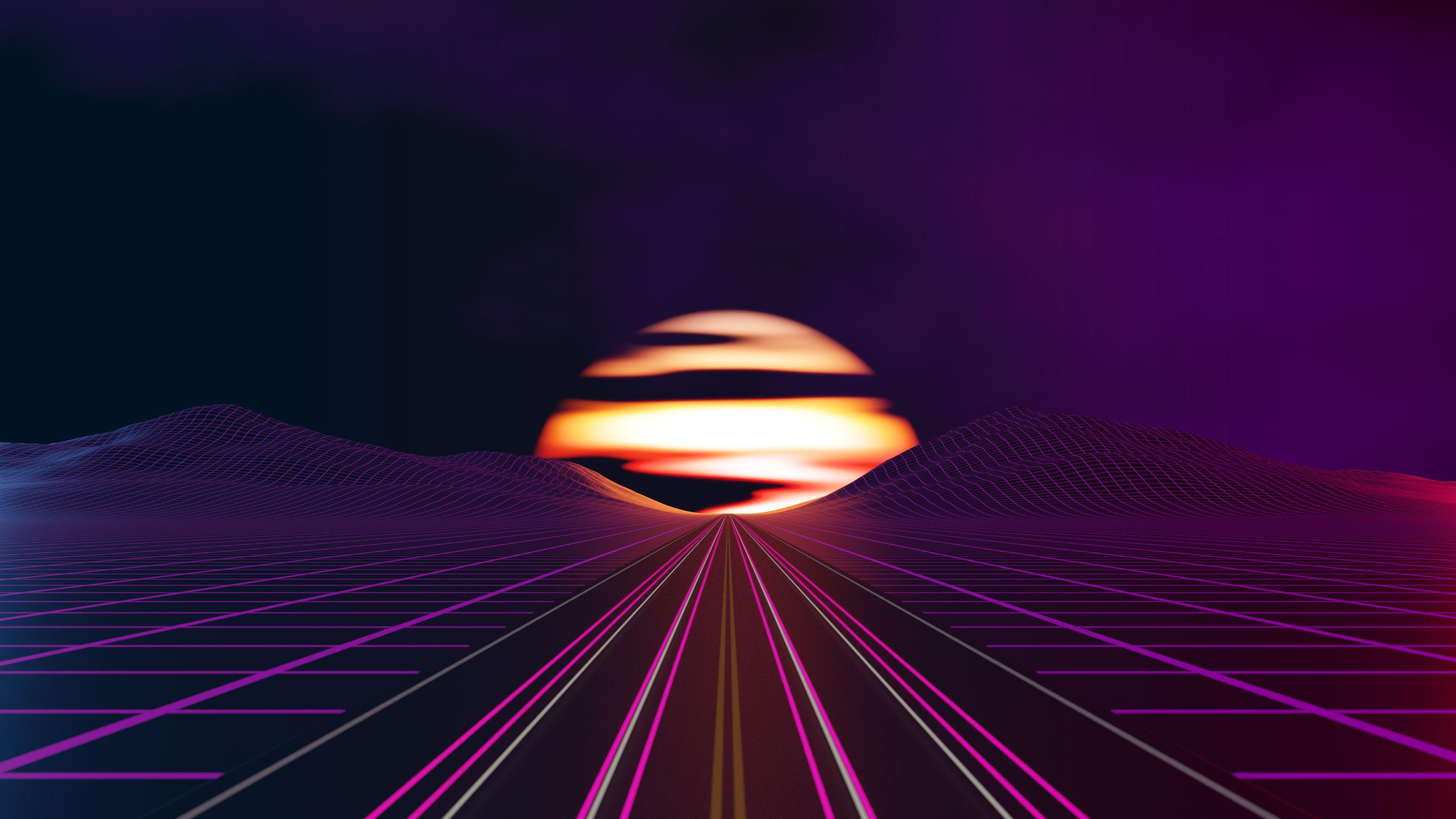 3840x2160 Neon Mountain Wallpaper