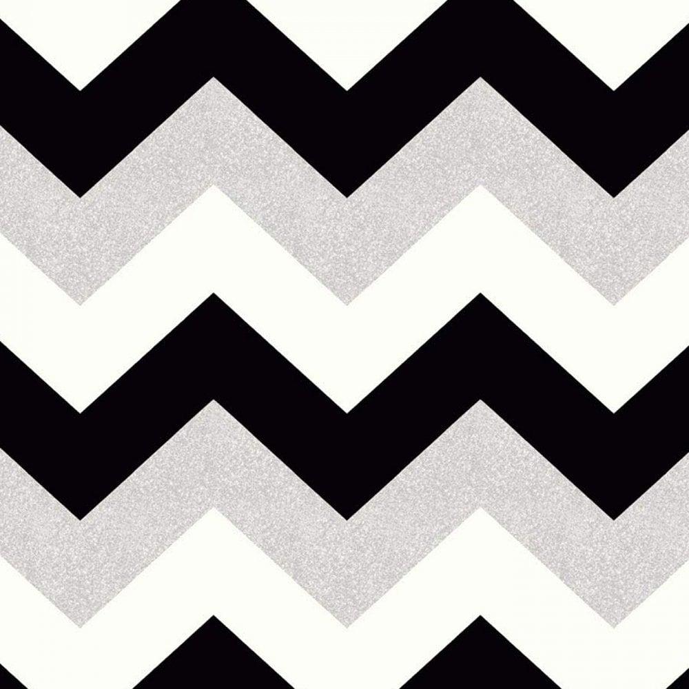 1000x1000 Glitterati Chevron Zig Zag Glitter Wallpaper Black Gold Silver Grey
